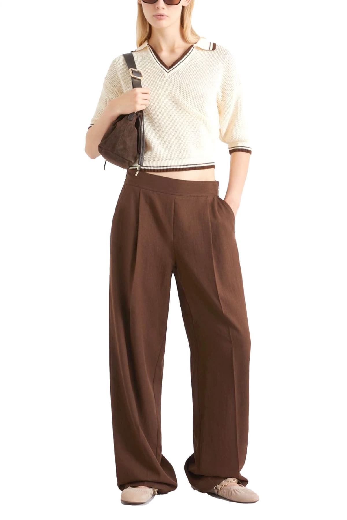 MARELLA SPORT POLO ΠΛΕΚΤΟ MLSLEMBI ΜΠΕΖ-ΚΑΦΕ