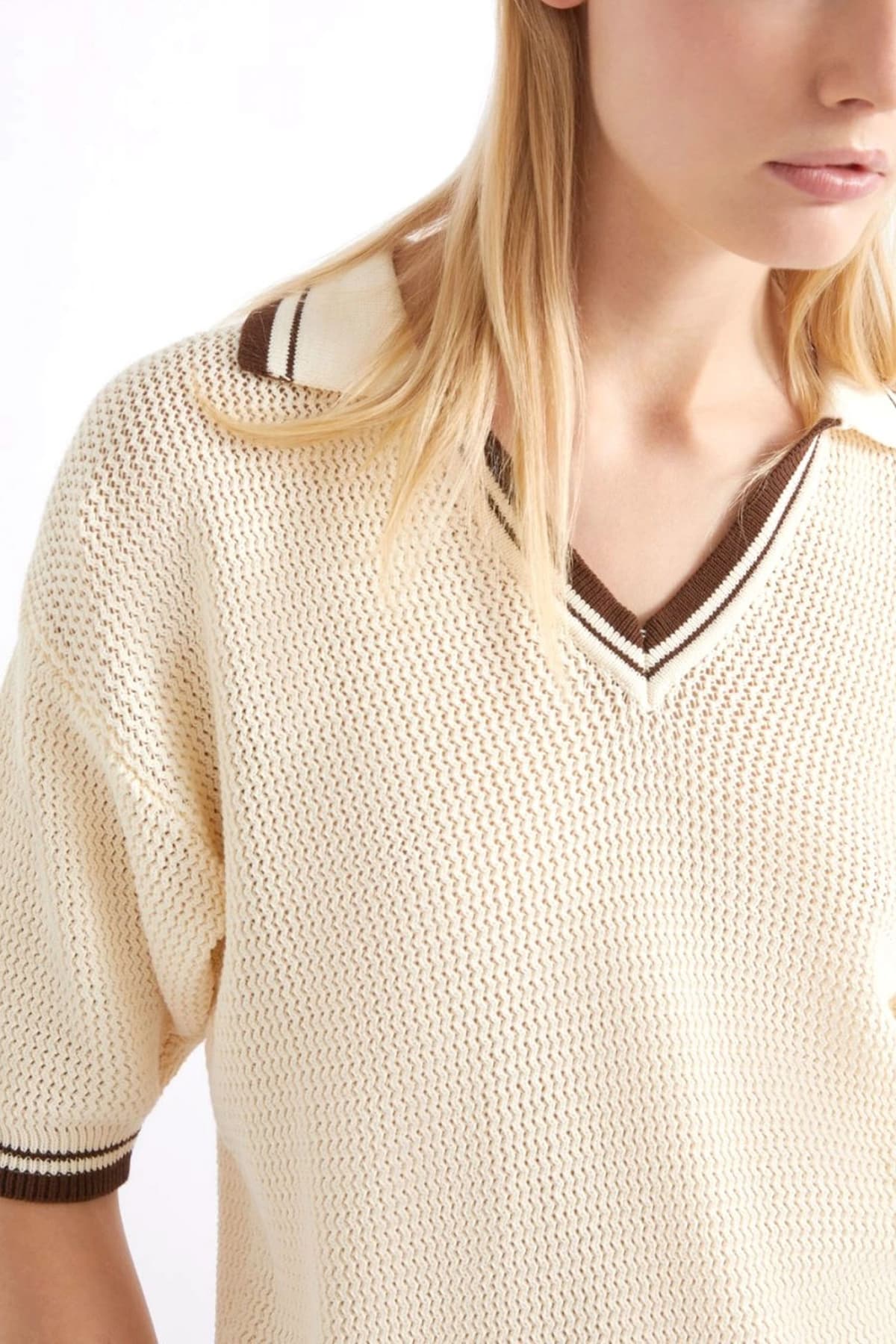 MARELLA SPORT POLO ΠΛΕΚΤΟ MLSLEMBI ΜΠΕΖ-ΚΑΦΕ