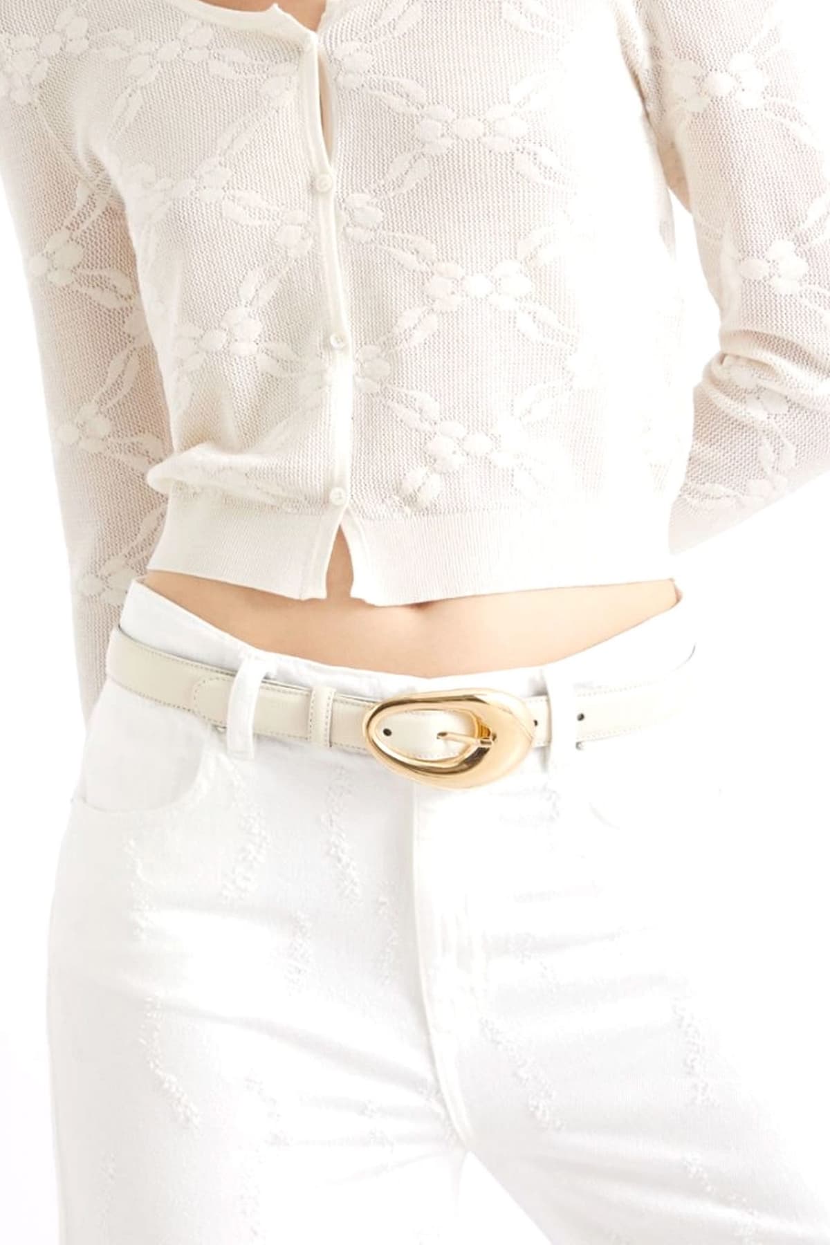 MARELLA ACCESSORI ΖΩΝΗ ΔΕΡΜΑ MLACANDITI ΕΚΡΟΥ