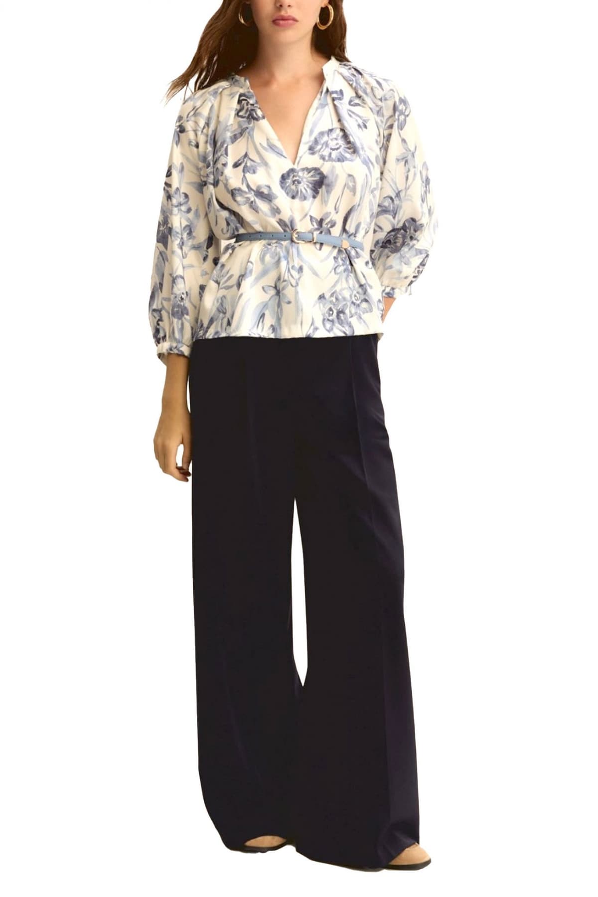 MARELLA EMME ΜΠΛΟΥΖΑ EMMEDEN FLORAL ΕΚΡΟΥ-ΜΠΛΕ