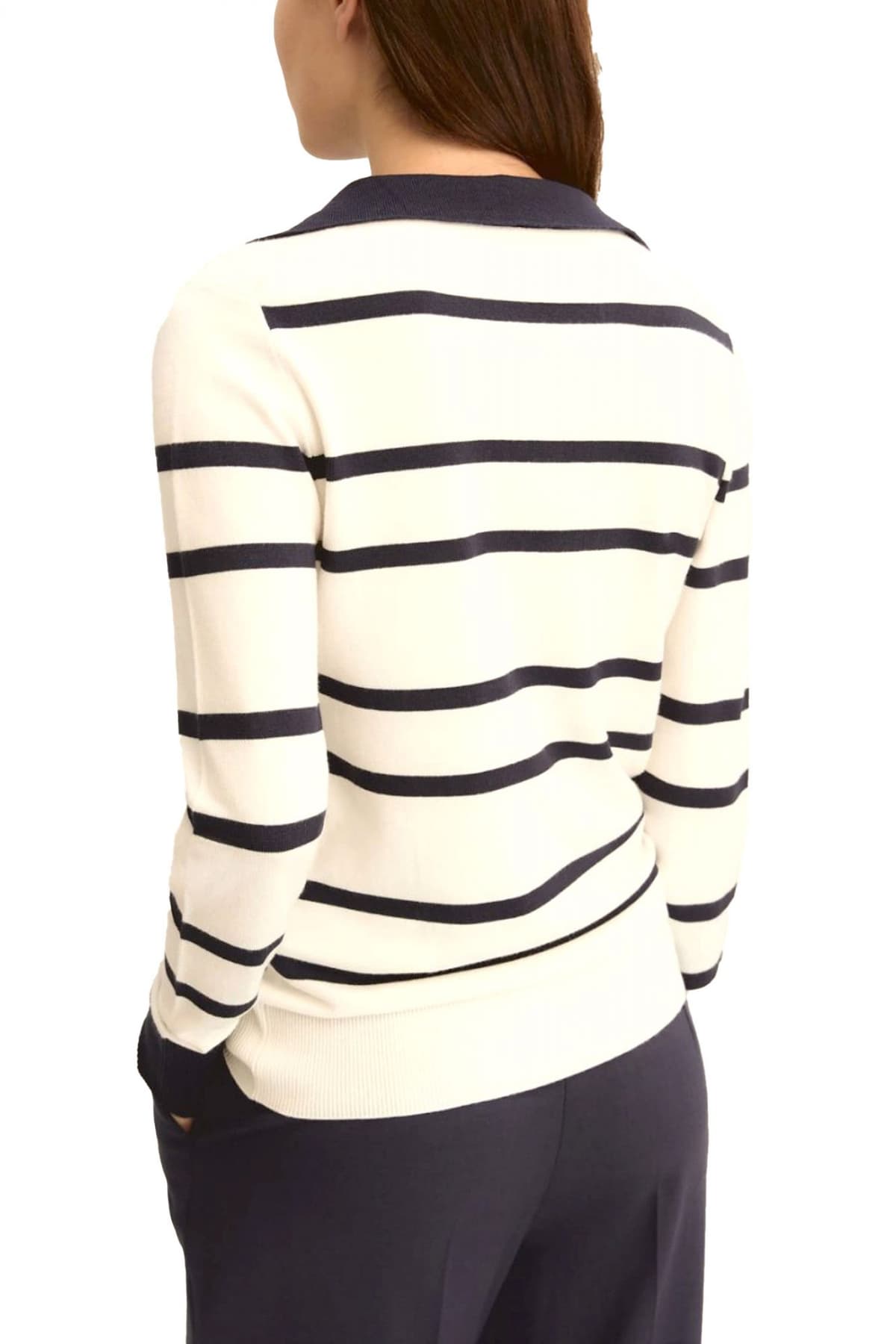 MARELLA EMME POLO ΠΛΕΚΤΟ EMMDELFINO ΡΙΓΕ LOGO ΕΚΡΟΥ-ΜΠΛΕ