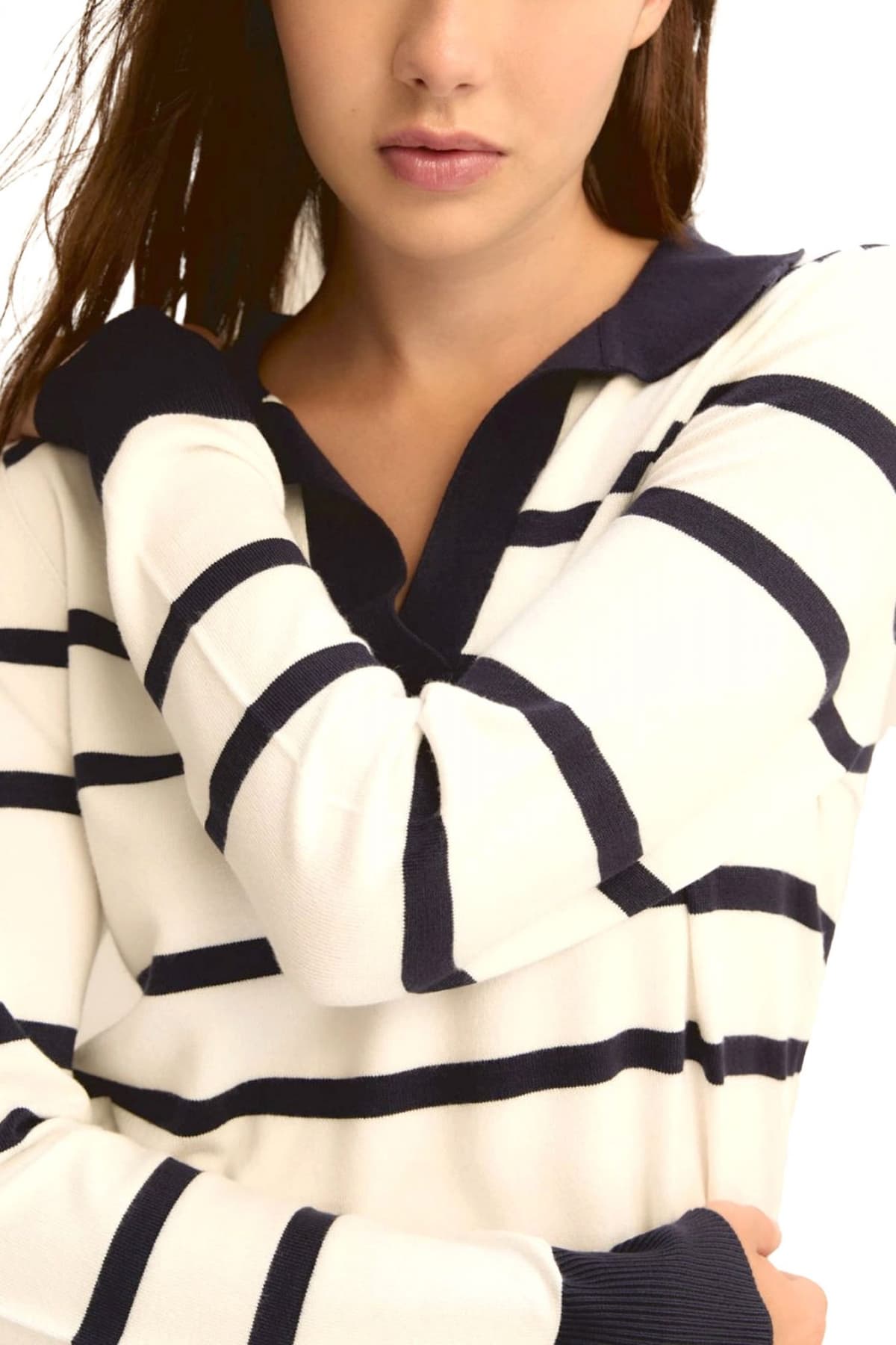 MARELLA EMME POLO ΠΛΕΚΤΟ EMMDELFINO ΡΙΓΕ LOGO ΕΚΡΟΥ-ΜΠΛΕ