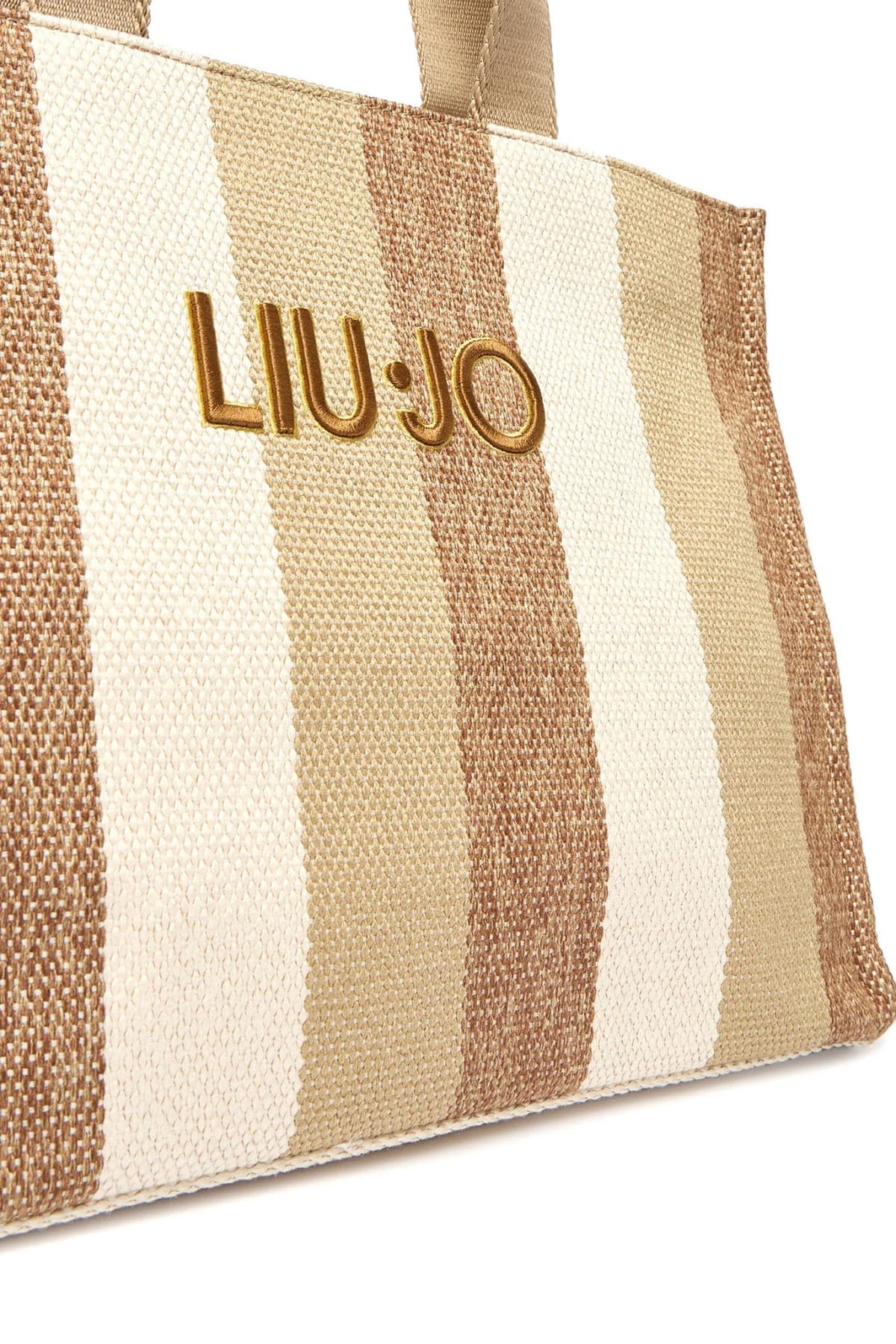 LIU-JO ΤΣΑΝΤΑ ΧΕΙΡΟΣ/CROSSBODY TOTE STRIPED KANVAS LOGO ΜΠΕΖ-ΚΑΦΕ