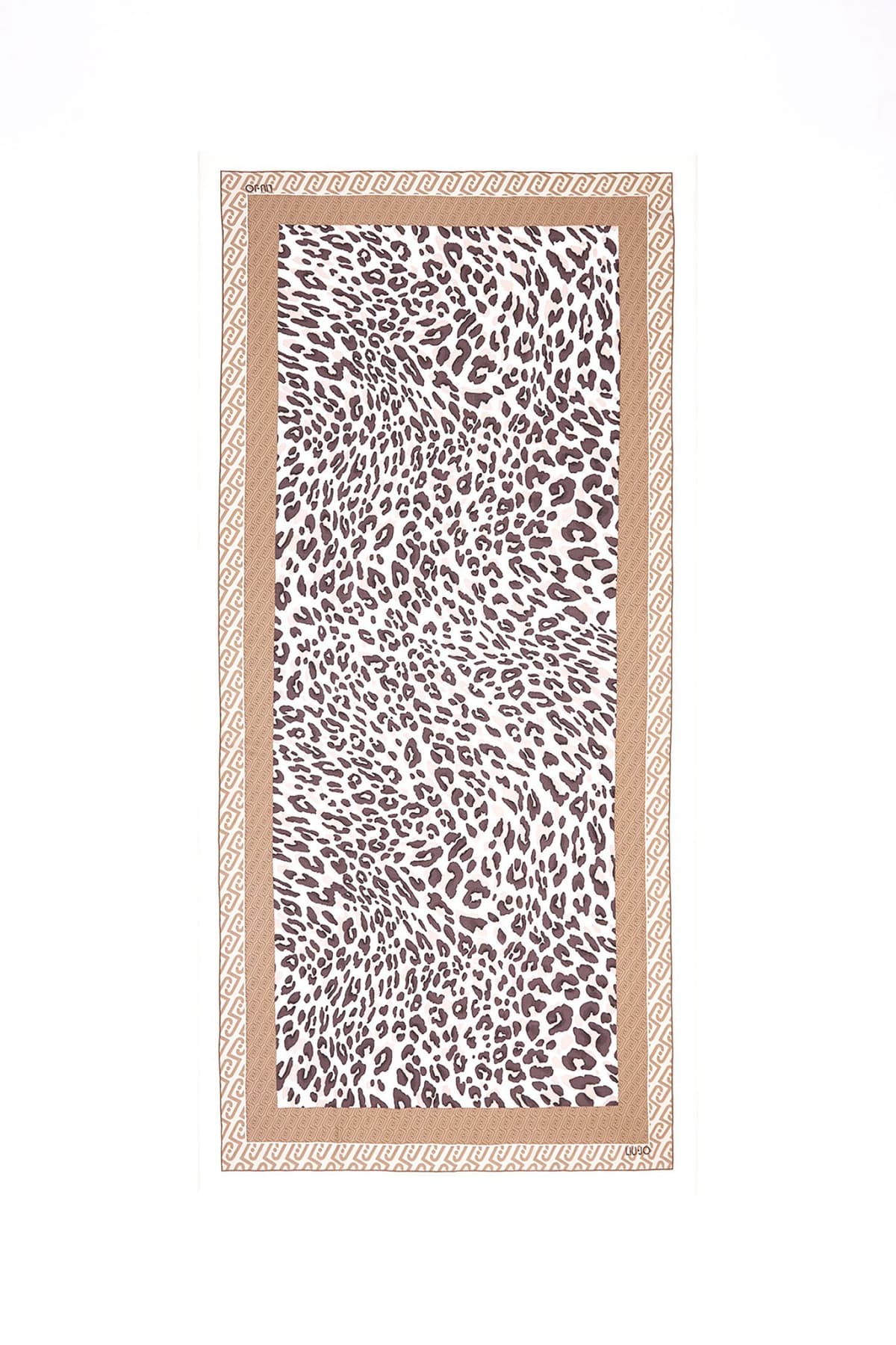 LIU-JO ΦΟΥΛΑΡΙ LEOPARD PRINT 90*180 LOGO ΕΚΡΟΥ-ΚΑΦΕ