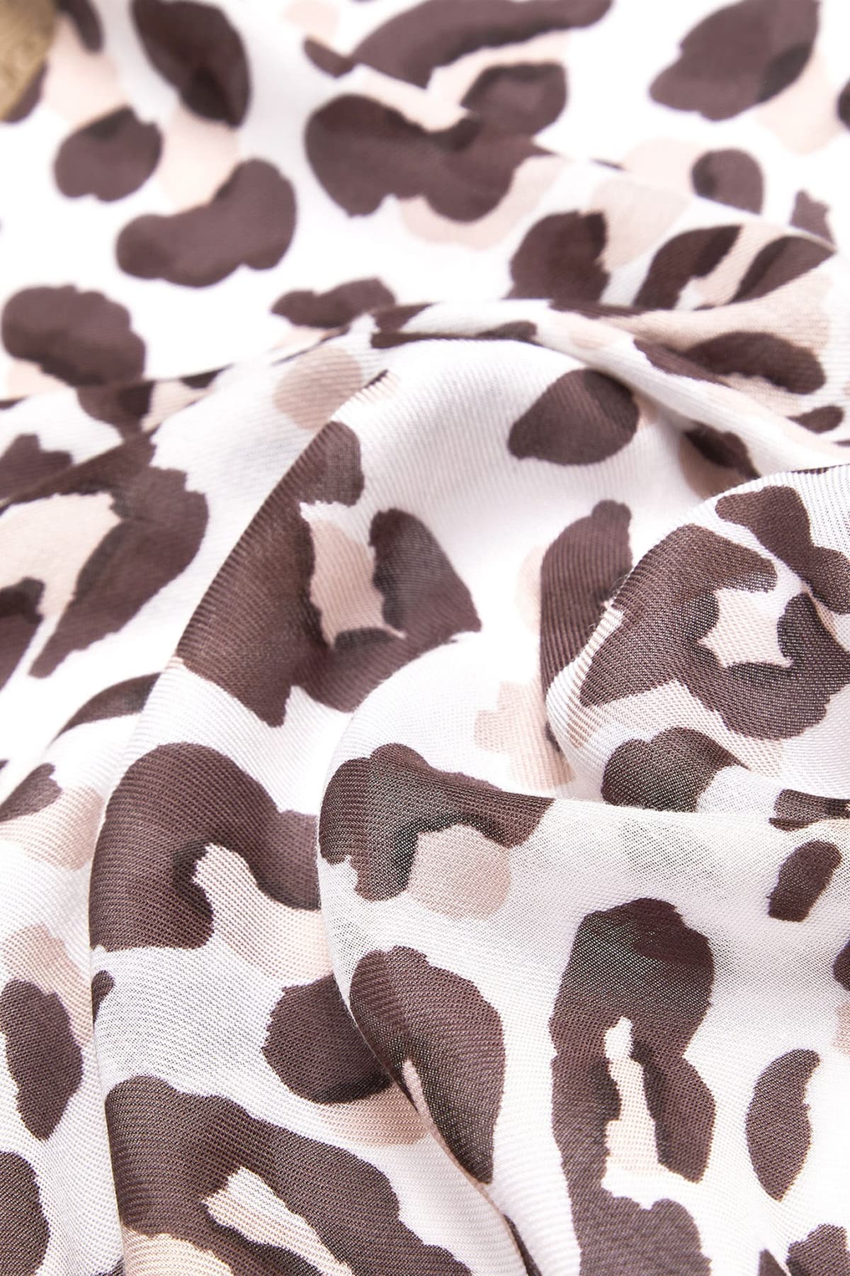 LIU-JO ΦΟΥΛΑΡΙ LEOPARD PRINT 90*180 LOGO ΕΚΡΟΥ-ΚΑΦΕ