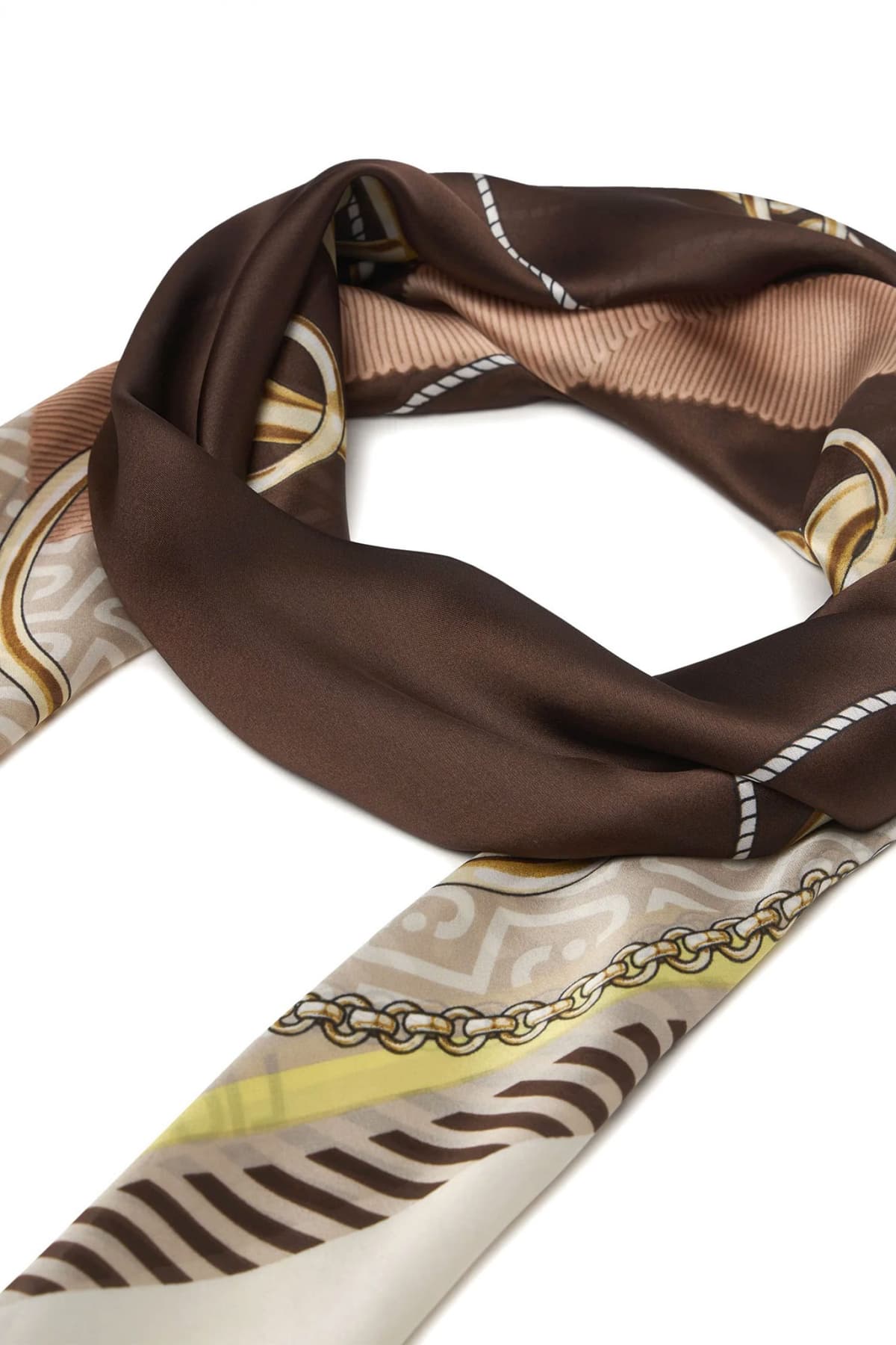 LIU-JO BETTER ΦΟΥΛΑΡΙ NASTRI 120 x 120 LOGO ΜΠΕΖ-ΚΑΦΕ