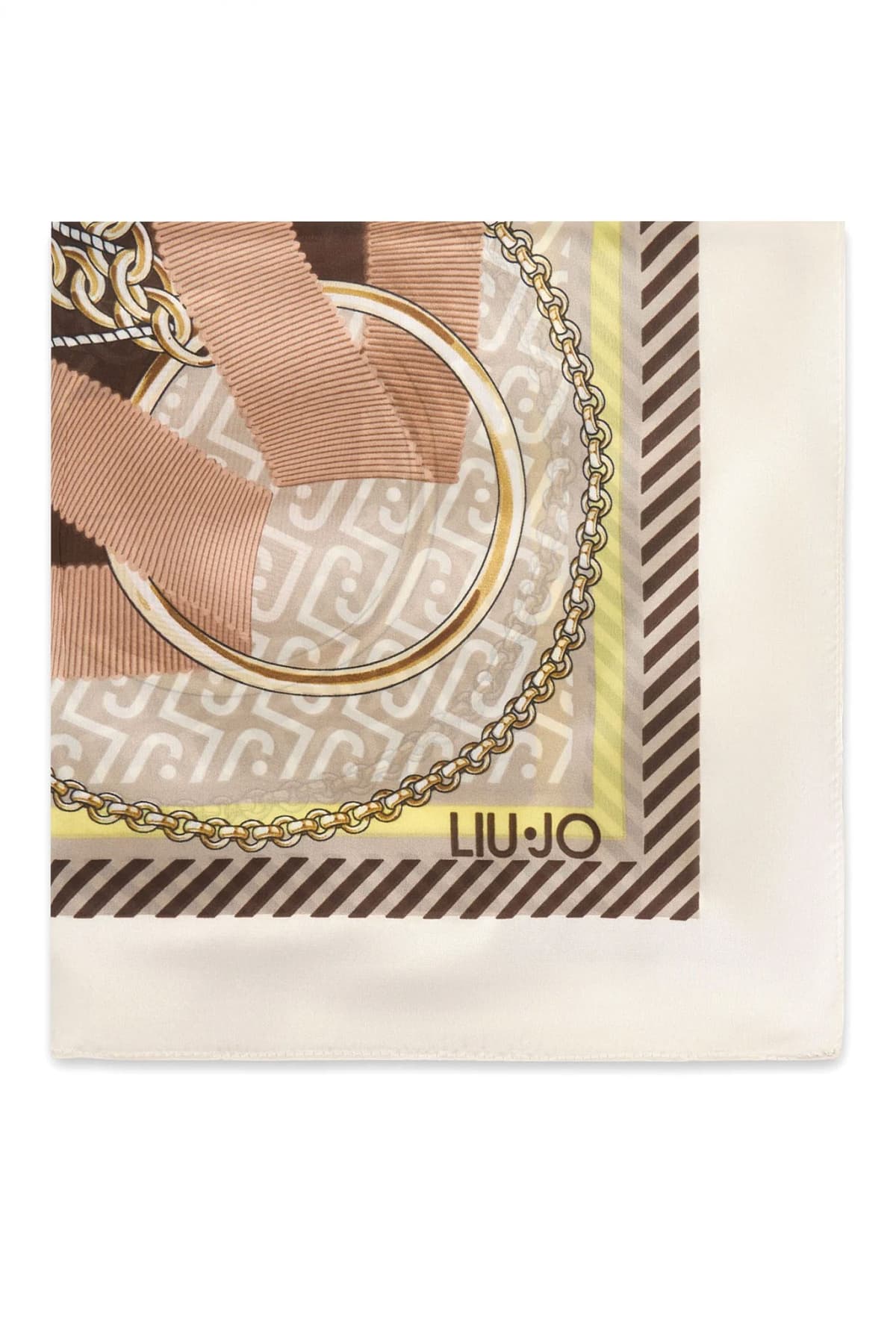 LIU-JO BETTER ΦΟΥΛΑΡΙ NASTRI 120 x 120 LOGO ΜΠΕΖ-ΚΑΦΕ