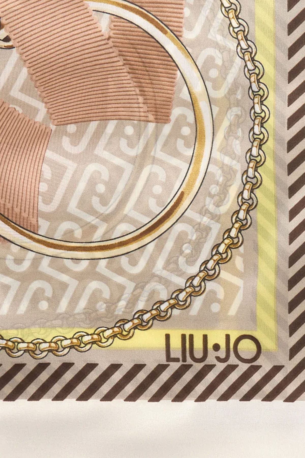 LIU-JO BETTER ΦΟΥΛΑΡΙ NASTRI 120 x 120 LOGO ΜΠΕΖ-ΚΑΦΕ