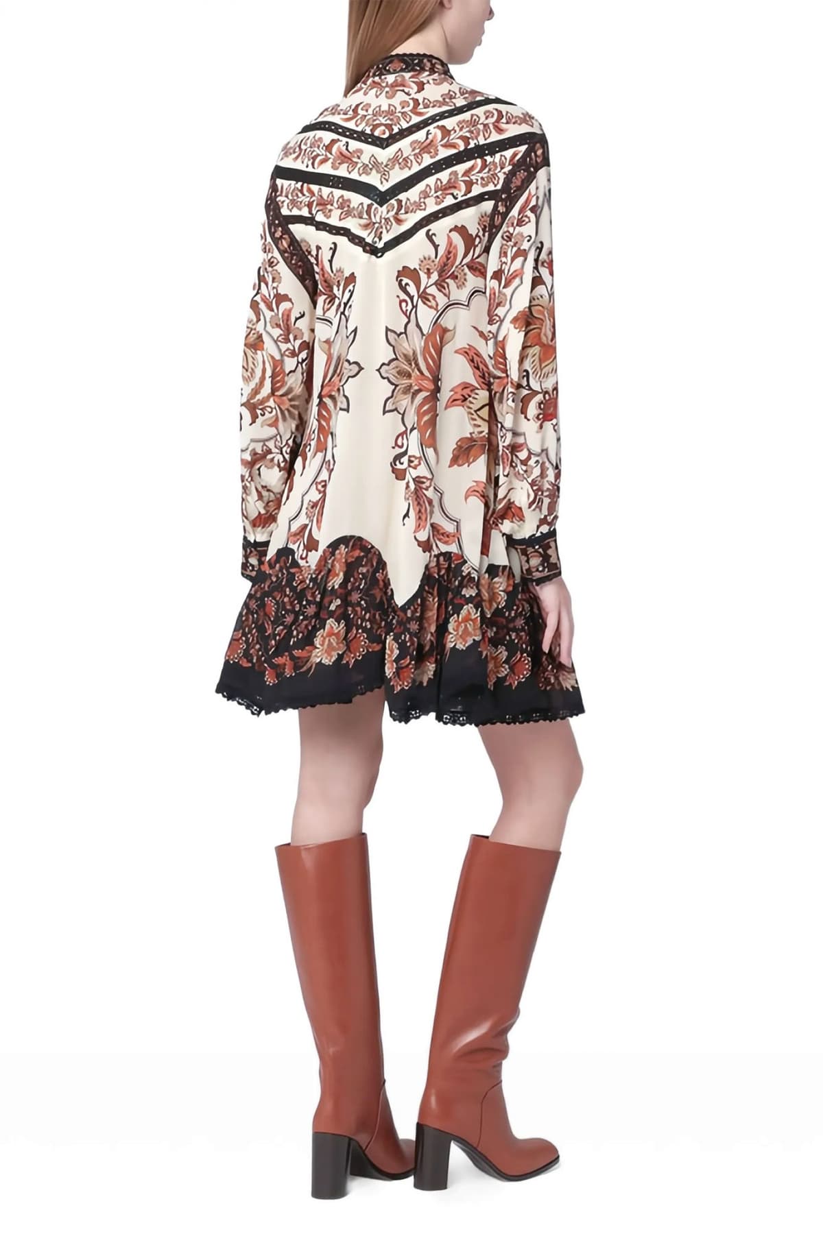 FARM RIO ΦΟΡΕΜΑ MINI MAJESTIC GARDEN SAND LACE ΜΠΕΖ-ΚΑΦΕ