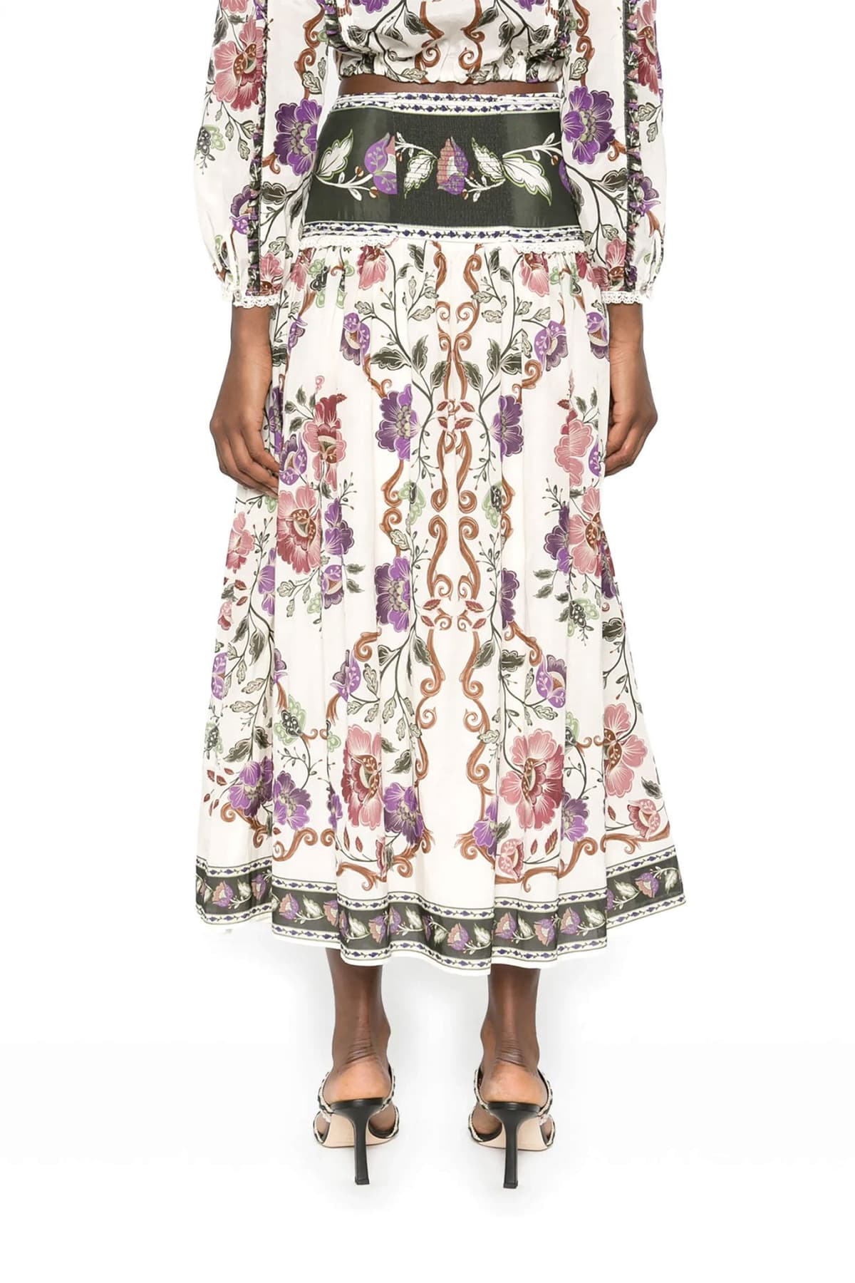 FARM RIO ΦΟΥΣΤΑ MIDI ROCOCO FLOWERS CREAM ΠΟΛΥΧΡΩΜΟ