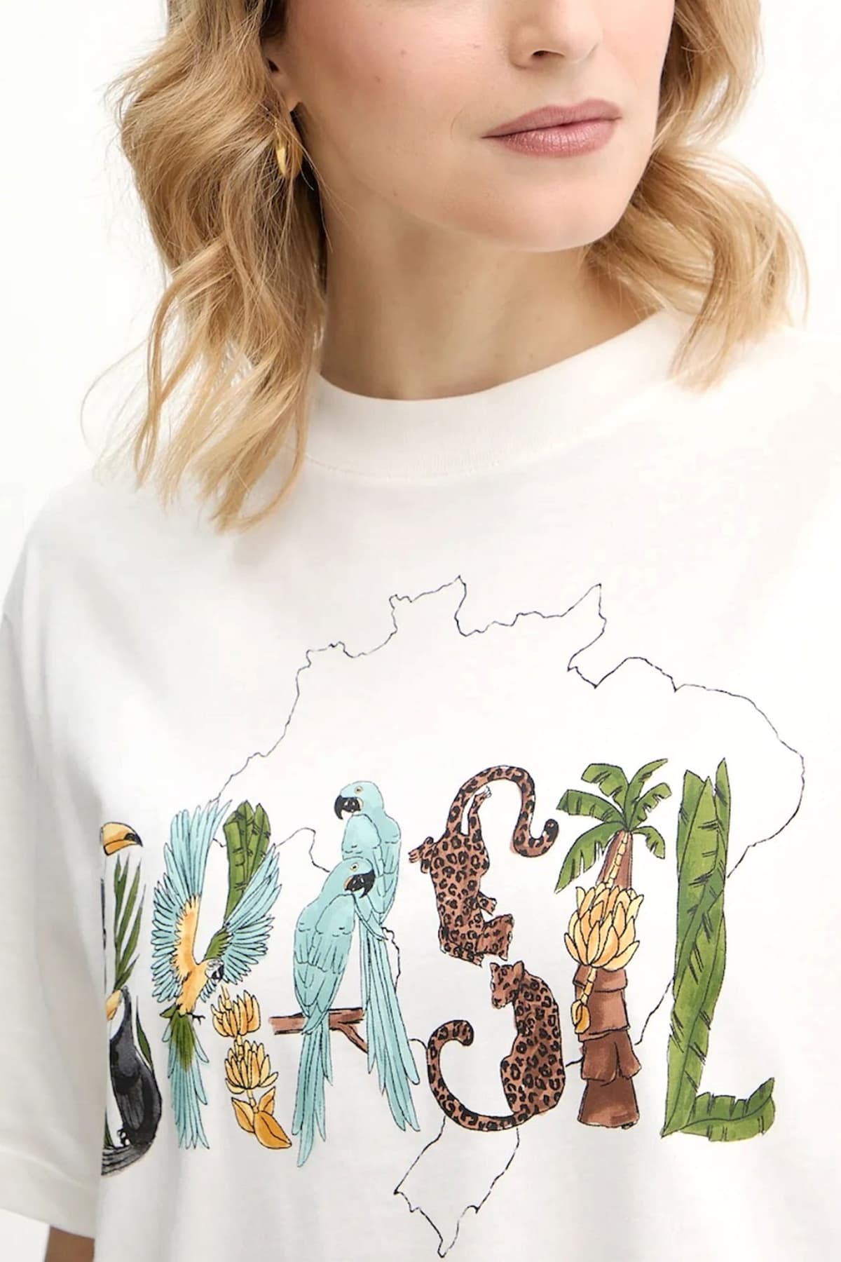 FARM RIO T-SHIRT BRASIL RELAXED FIT ΕΚΡΟΥ