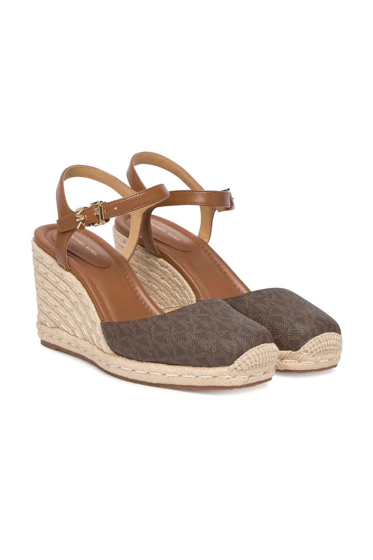 MICHAEL KORS ΠΑΠΟΥΤΣΙΑ ΠΛΑΤΦΟΡΜEΣ KENZIE WEDGE ALL OVER LOGO ΚΑΦΕ/ΤΑΜΠΑ