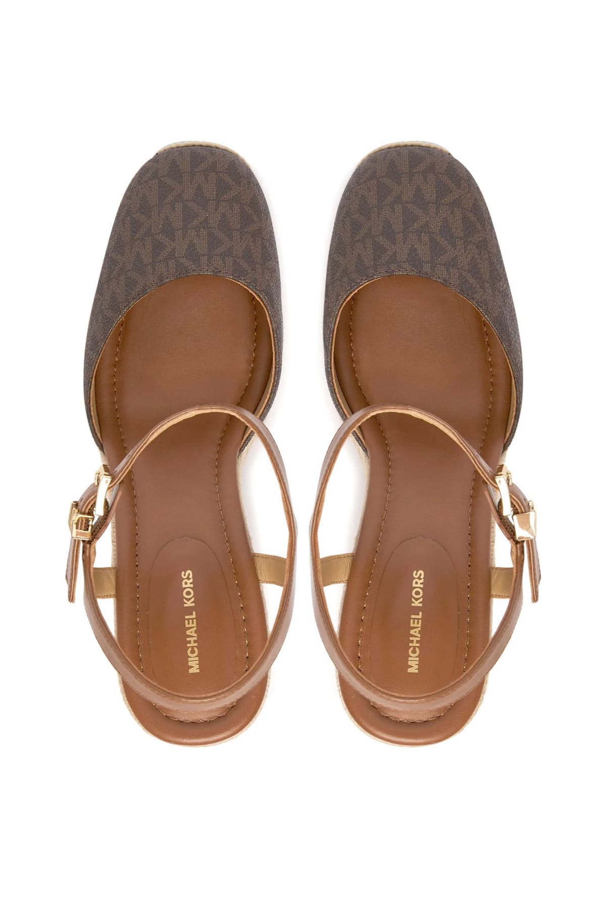 MICHAEL KORS ΠΑΠΟΥΤΣΙΑ ΠΛΑΤΦΟΡΜEΣ KENZIE WEDGE ALL OVER LOGO ΚΑΦΕ/ΤΑΜΠΑ