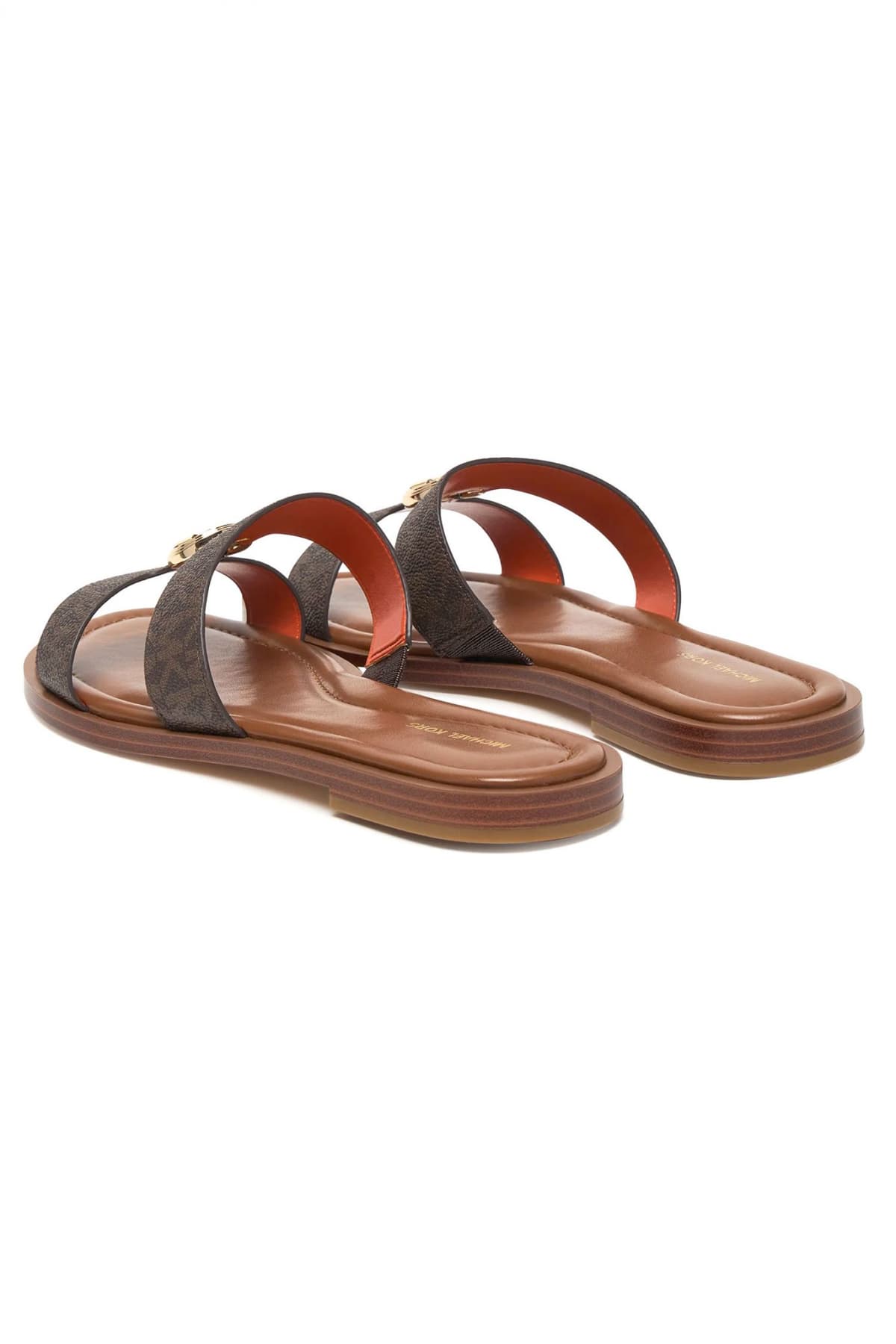MICHAEL KORS ΠΑΠΟΥΤΣΙΑ ΠΑΝΤΟΦΛΕΣ ΕRIN FLAT SANDAL ΜΕΤΑΛΛΙΚΟ LOGO KAΦΕ/ΤΑΜΠΑ