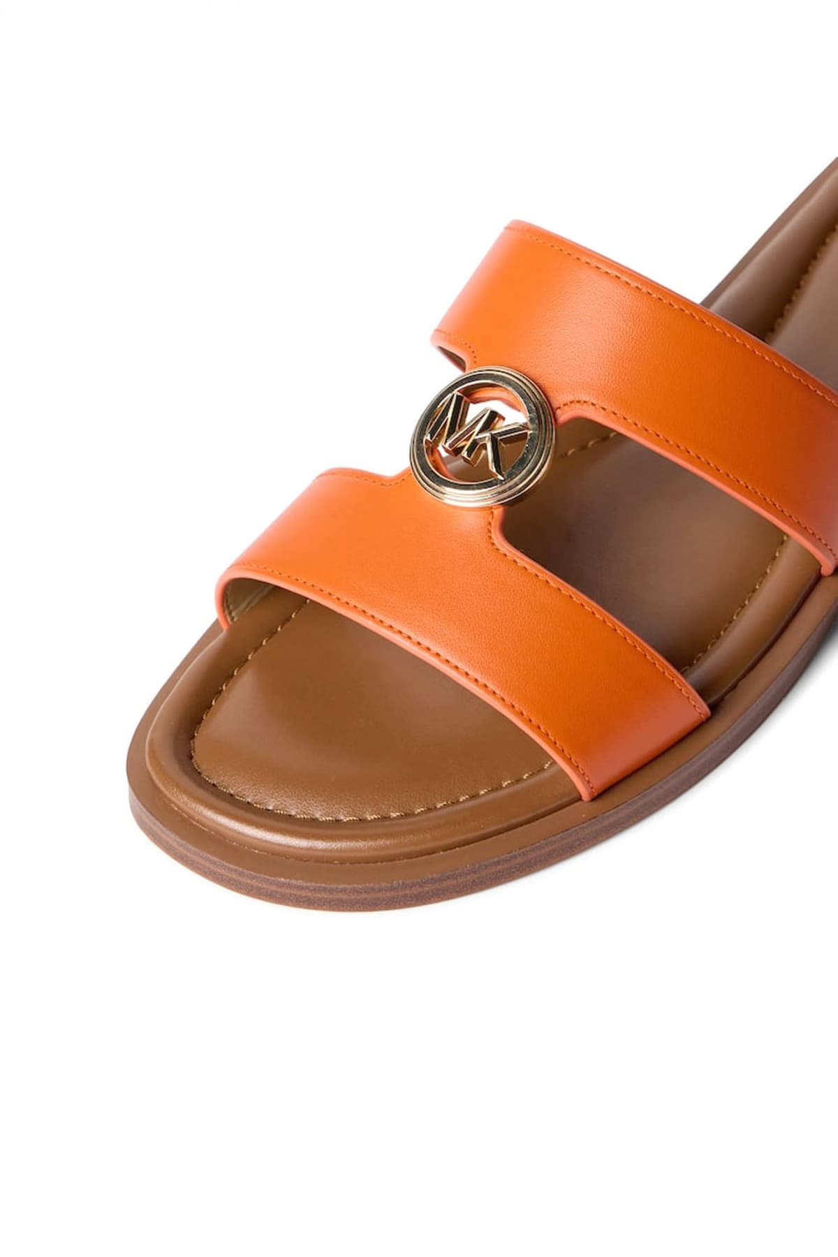 MICHAEL KORS ΠΑΠΟΥΤΣΙΑ ΠΑΝΤΟΦΛΕΣ ΕRIN FLAT SANDAL ΜΕΤΑΛΛΙΚΟ LOGO ΠΟΡΤΟΚΑΛΙ