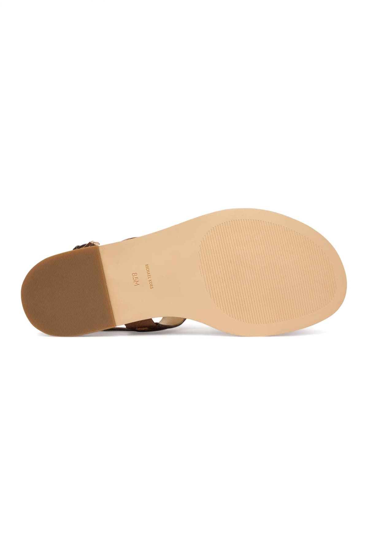 MICHAEL KORS ΠΑΠΟΥΤΣΙΑ ΣΑΝΔΑΛΙΑ MANDY THONG SANDAL ALL OVER LOGO ΚΑΦΕ/ΤΑΜΠΑ