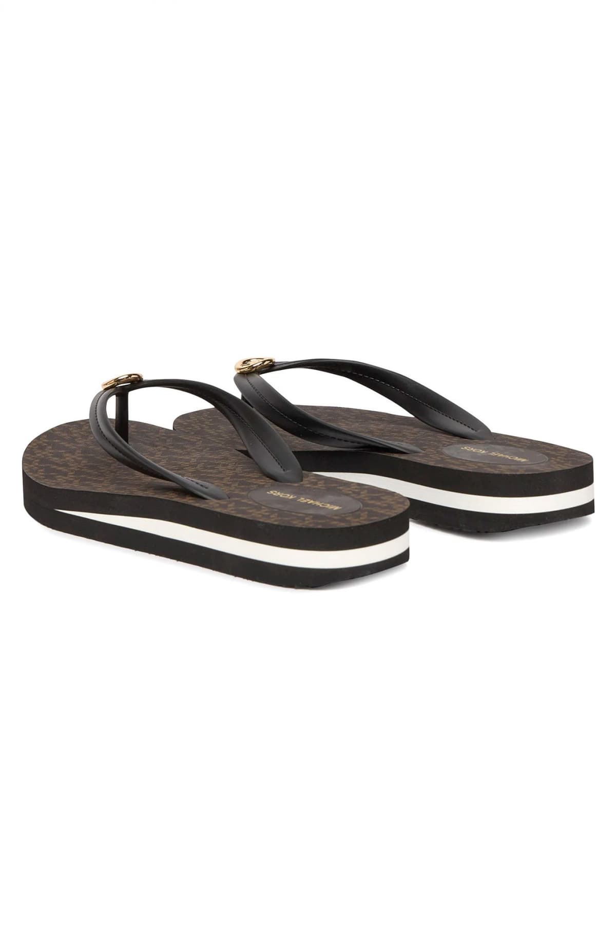 MICHAEL KORS ΠΑΠΟΥΤΣΙΑ ΣΑΓΙΟΝΑΡΕΣ POSIE FLIP FLOP METAΛΛΙΚΟ LOGO ΚΑΦΕ