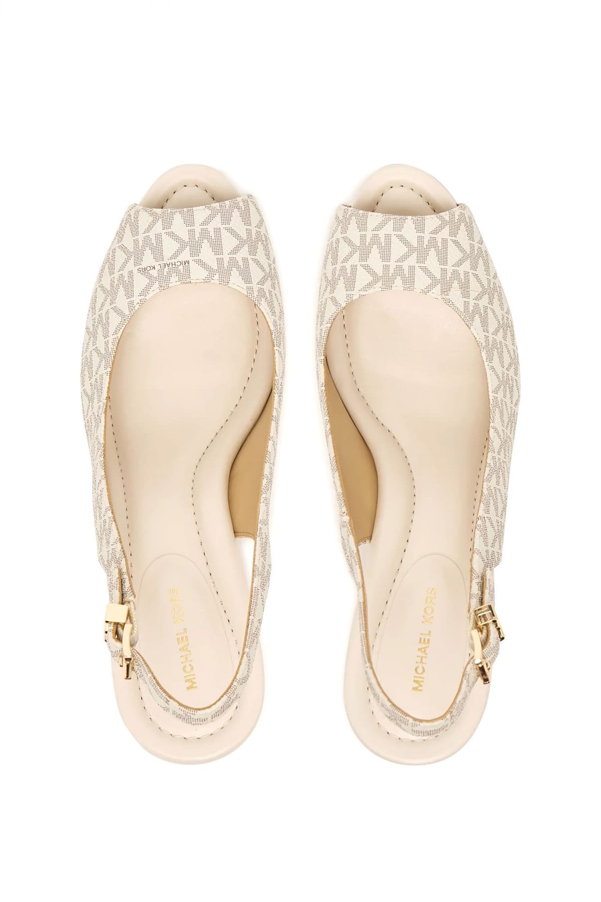 MICHAEL KORS ΠΑΠΟΥΤΣΙΑ ΠΛΑΤΦΟΡΜΕΣ ROSIE WEDGE ALL OVER LOGO ΒΑΝΙΛΙΑ/ΜΠΕΖ