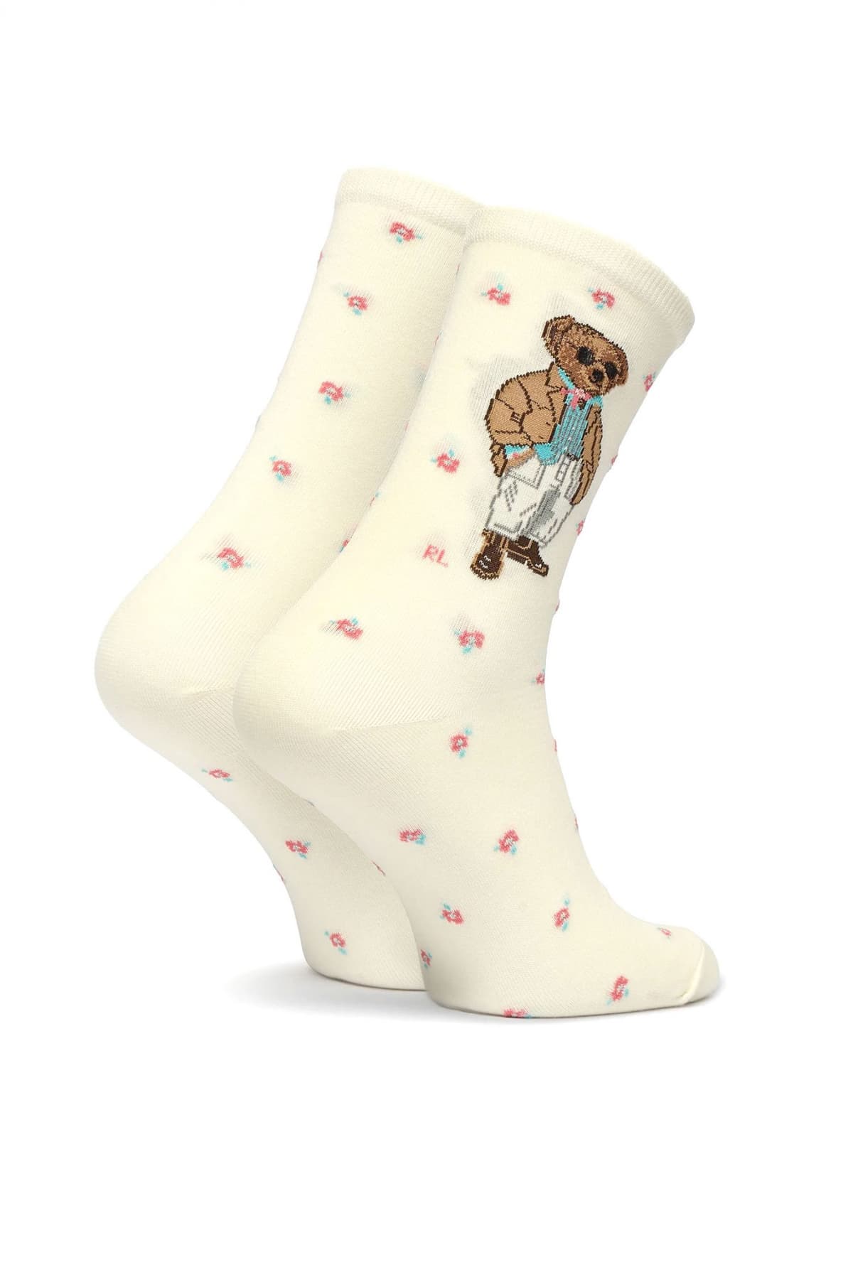 RALPH LAUREN ΚΑΛΤΣΕΣ PRE SPRING BEAR LOGO ΕΚΡΟΥ