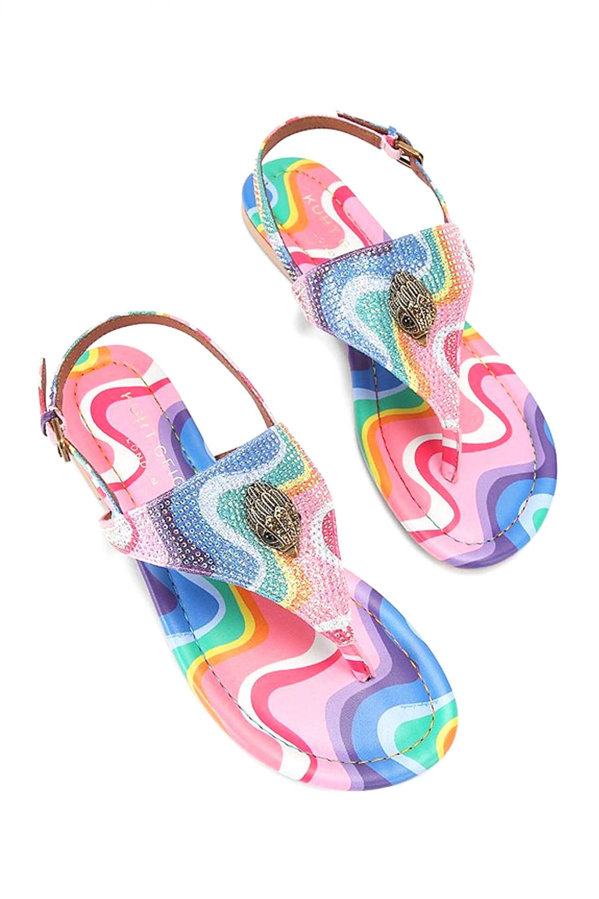 KURT GEIGER ΠΑΠΟΥΤΣΙΑ ΣΑΝΔΑΛΙΑ KENSINGTON FLAT SLINGBACK ΣΤΡΑΣ LOGO ΠΟΛΥΧΡΩΜΟ