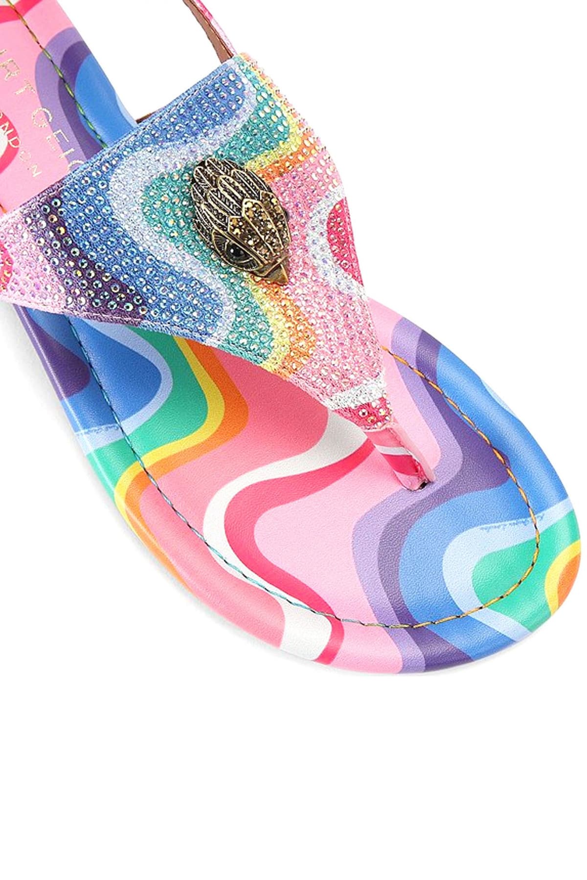 KURT GEIGER ΠΑΠΟΥΤΣΙΑ ΣΑΝΔΑΛΙΑ KENSINGTON FLAT SLINGBACK ΣΤΡΑΣ LOGO ΠΟΛΥΧΡΩΜΟ