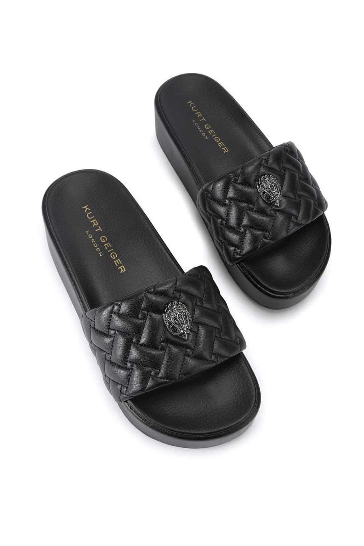 KURT GEIGER ΠΑΠΟΥΤΣΙΑ ΠΑΝΤΟΦΛΕΣ MEENA EAGLE PLATFORM ΚΑΠΙΤΟΝΕ LOGO ΜΑΥΡΟ