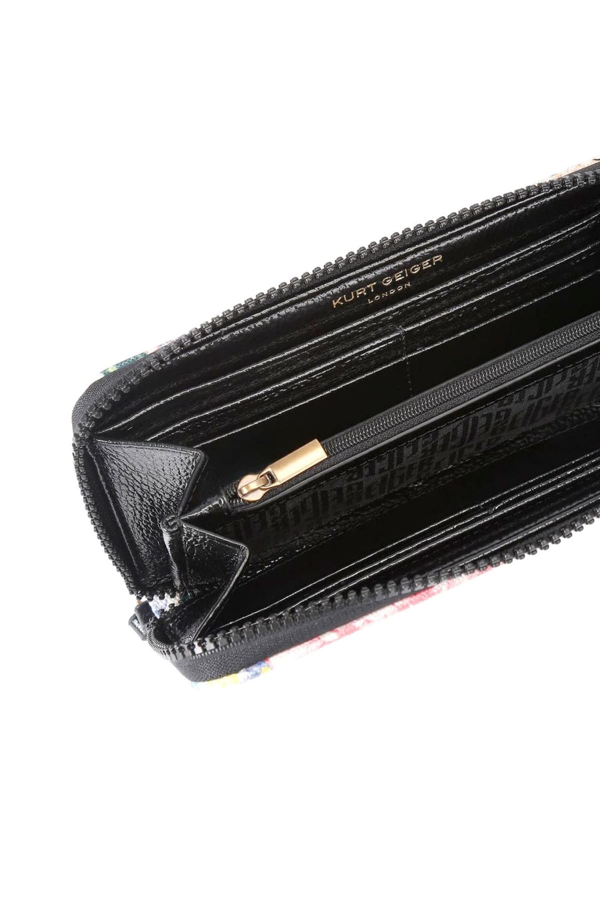 KURT GEIGER ΠΟΡΤΟΦΟΛΙ SOUTHBANK ZIP AROUND W ΦΛΟΡΑΛ LOGO ΜΑΥΡΟ