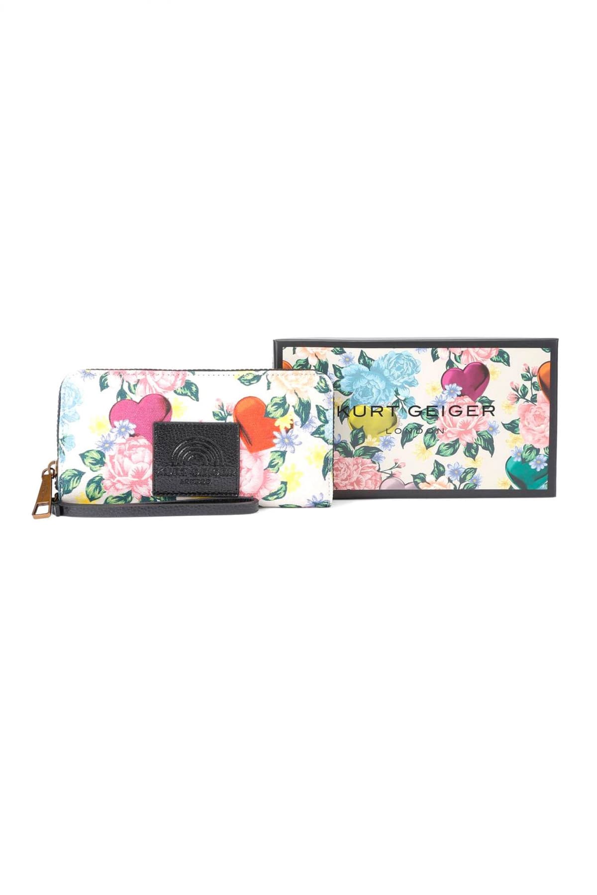 KURT GEIGER ΠΟΡΤΟΦΟΛΙ SOUTHBANK ZIP AROUND W ΦΛΟΡΑΛ LOGO ΜΑΥΡΟ