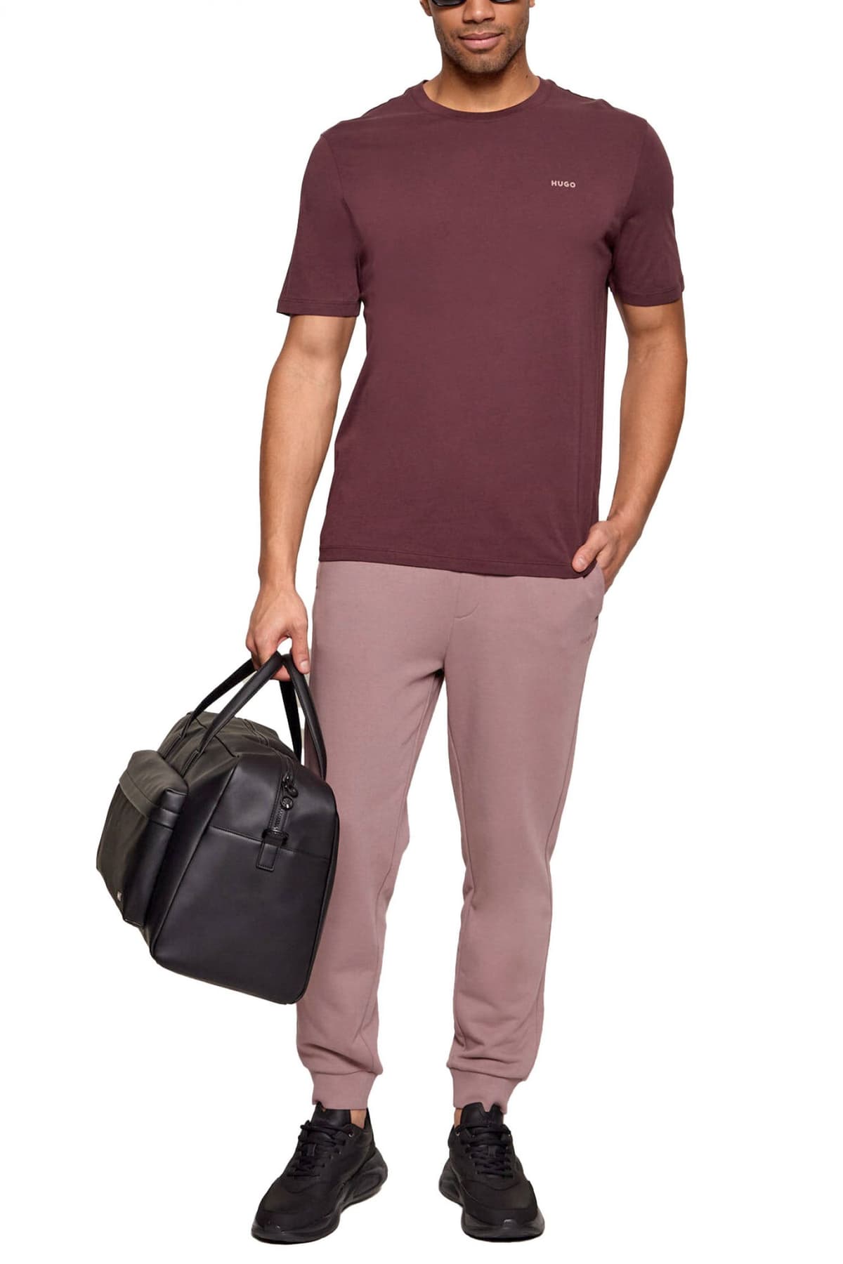 HUGO T-SHIRT DERO222 LOGO ΜΩΒ