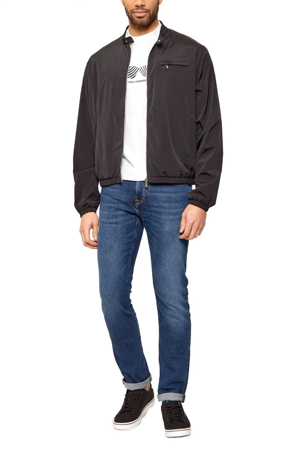 KARL LAGERFELD ΜΠΟΥΦΑΝ JACKET WIND BREAKER MAO ΜΑΥΡΟ