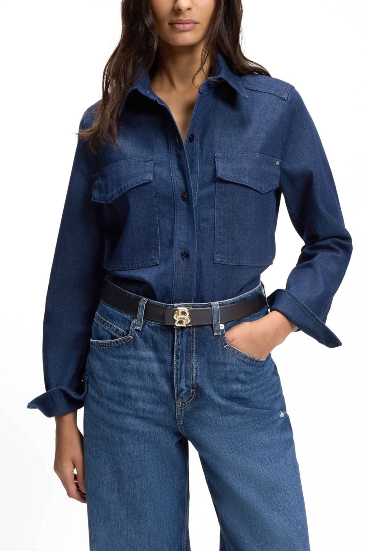 BOSS ΖΩΝΗ ΔΕΡΜΑ B_ICON-G_SR30_PGR LOGO ΜΑΥΡΟ-ΕΚΡΟΥ