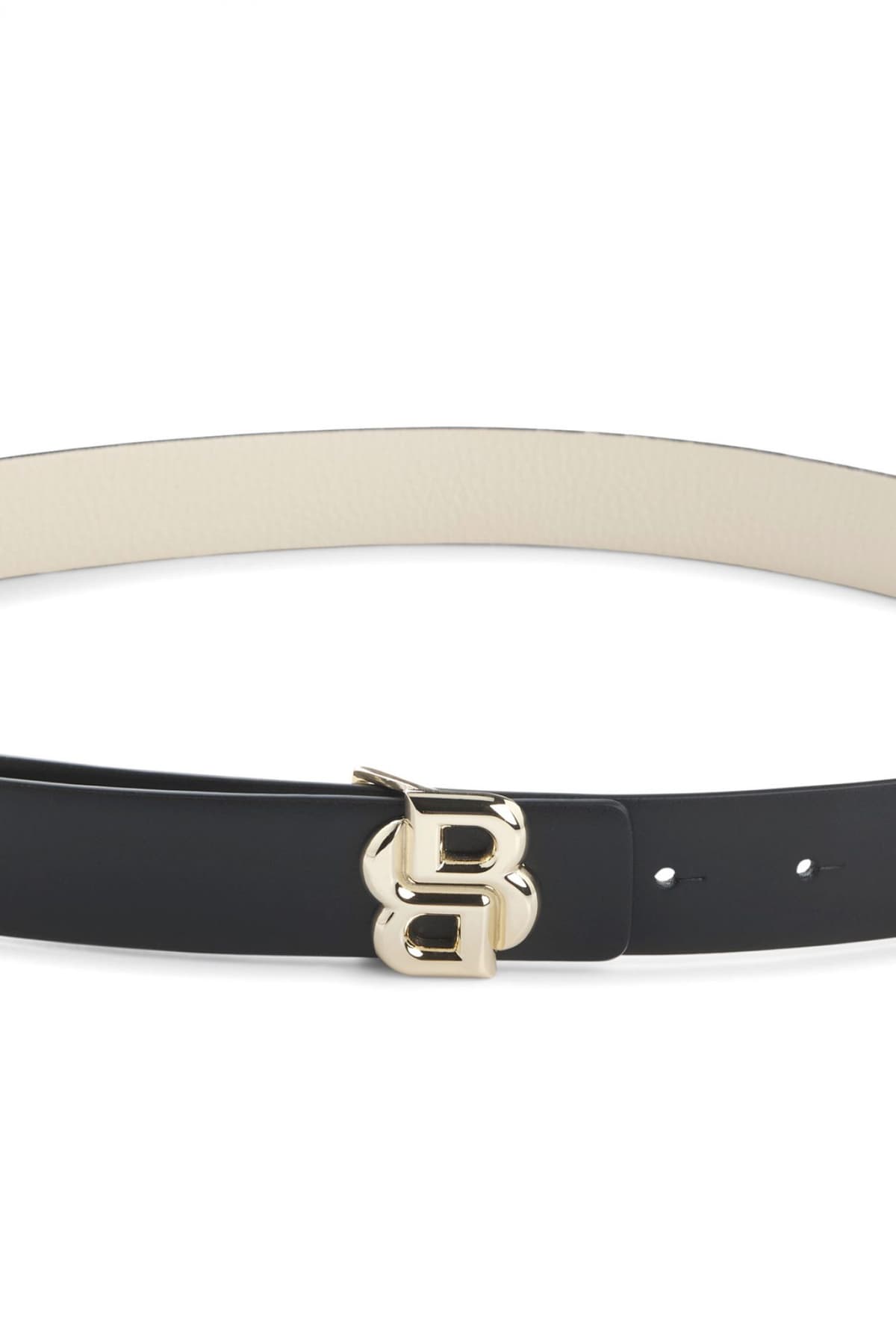 BOSS ΖΩΝΗ ΔΕΡΜΑ B_ICON-G_SR30_PGR LOGO ΜΑΥΡΟ-ΕΚΡΟΥ