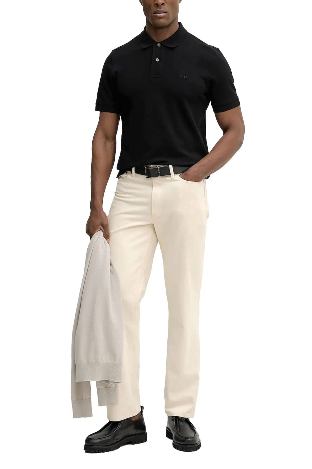 BOSS POLO REGULAR FIT PALLAS ΜΑΥΡΟ