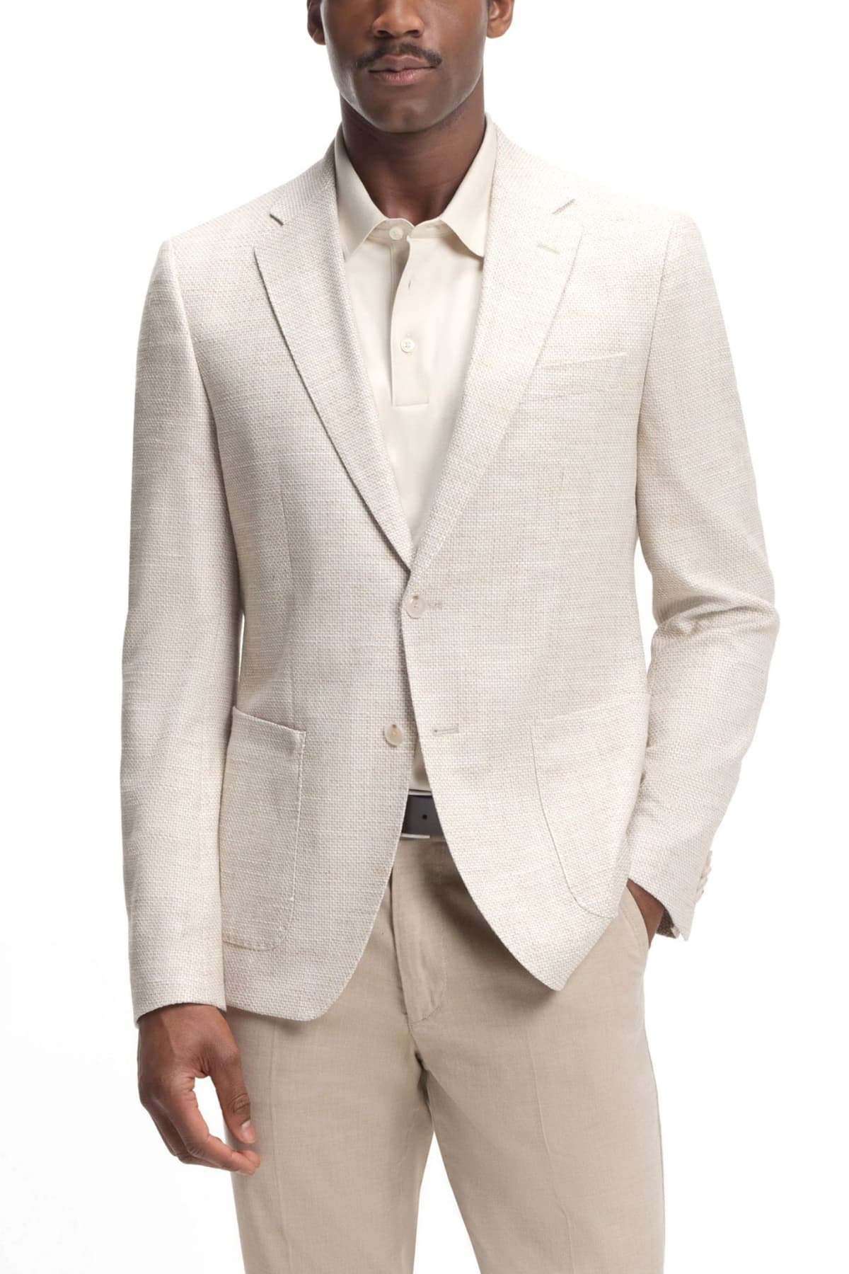 BOSS ΣΑΚΑΚΙ LANIFICO TESSE BIELLA STRETCH H-HUTSON-2PP-253 REGULAR FIT ΕΚΡΟΥ