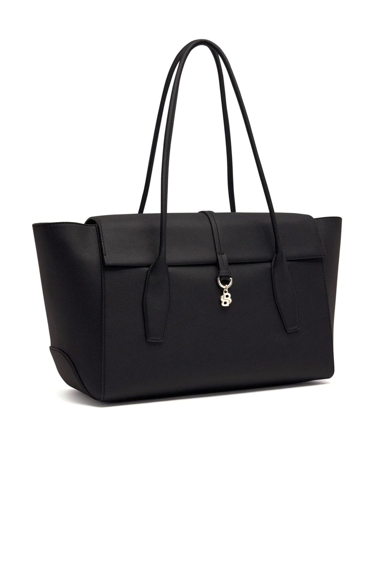 BOSS ΤΣΑΝΤΑ ΩΜΟΥ NERISSA TOTE LOGO ΜΕΤΑΛΛΙΚΟ ΜΑΥΡΟ