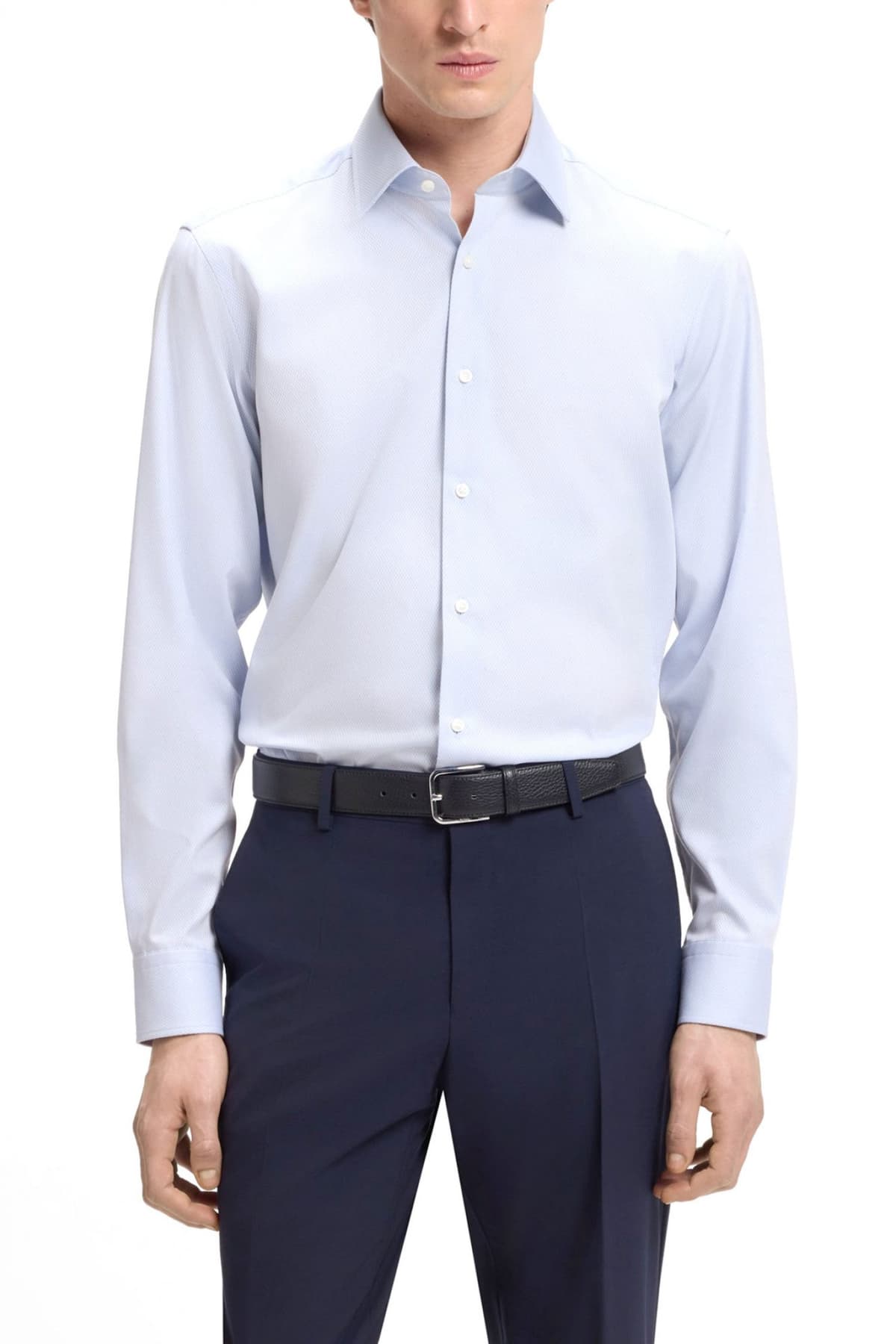 BOSS ΠΟΥΚΑΜΙΣΟ ΜΙΚΡΟΣΧΕΔΙΟ REGULAR FIT EASY IRON H-JOE-K-C1-261 ΣΙΕΛ