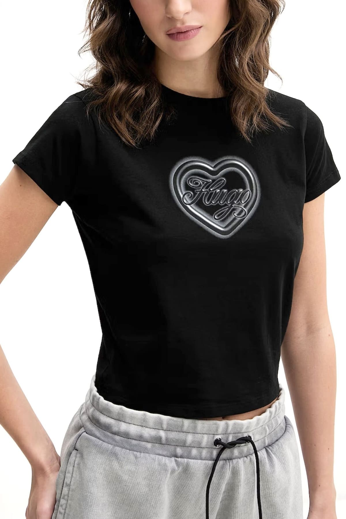 HUGO BLUE T-SHIRT DICHROMA_B LOGO ΜΑΥΡΟ