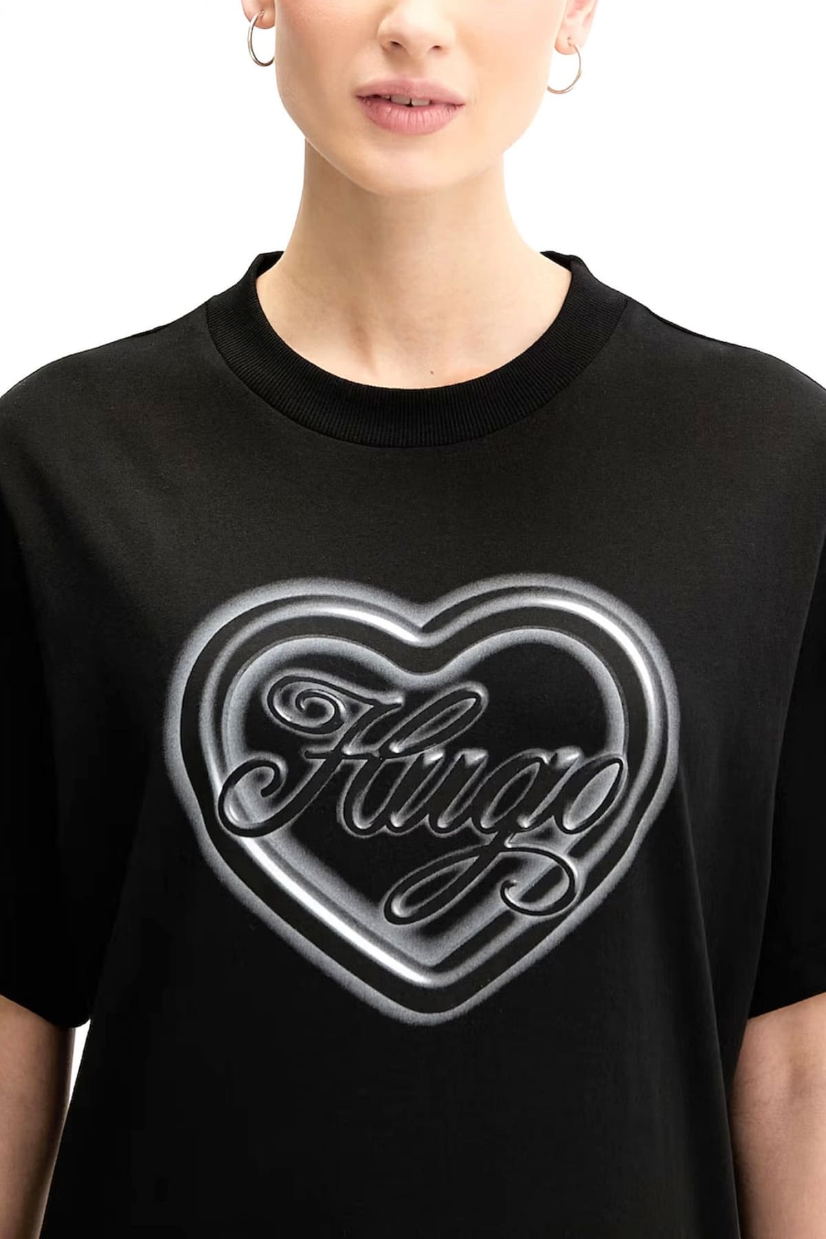 HUGO BLUE T-SHIRT VINTAGE TEE_B_8 LOGO ΜΑΥΡΟ