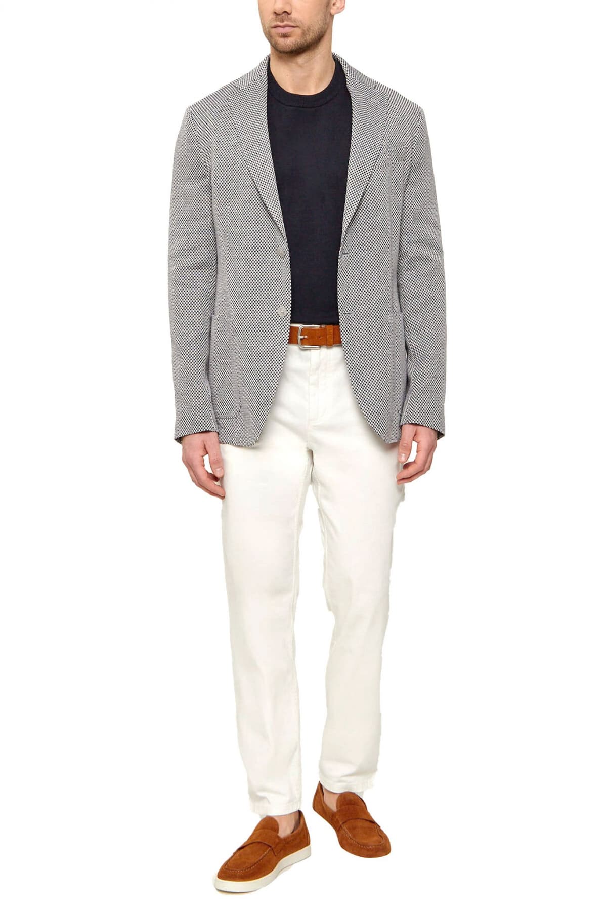 BOSS ΣΑΚΑΚΙ ΜΙΚΡΟΣΧΕΔΙΟ ΛΙΝΟ ΑΦΟΔΡΟ SLIM FIT C-HANRY-262 ΜΠΛΕ-ΛΕΥΚΟ