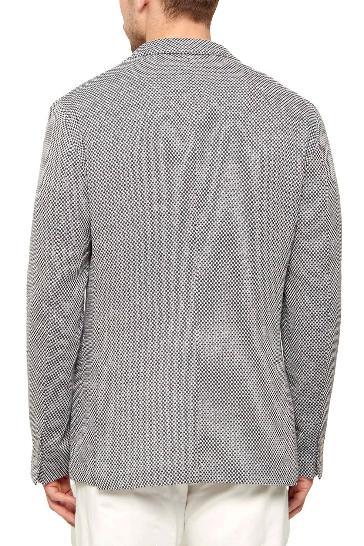 BOSS ΣΑΚΑΚΙ ΜΙΚΡΟΣΧΕΔΙΟ ΛΙΝΟ ΑΦΟΔΡΟ SLIM FIT C-HANRY-262 ΜΠΛΕ-ΛΕΥΚΟ