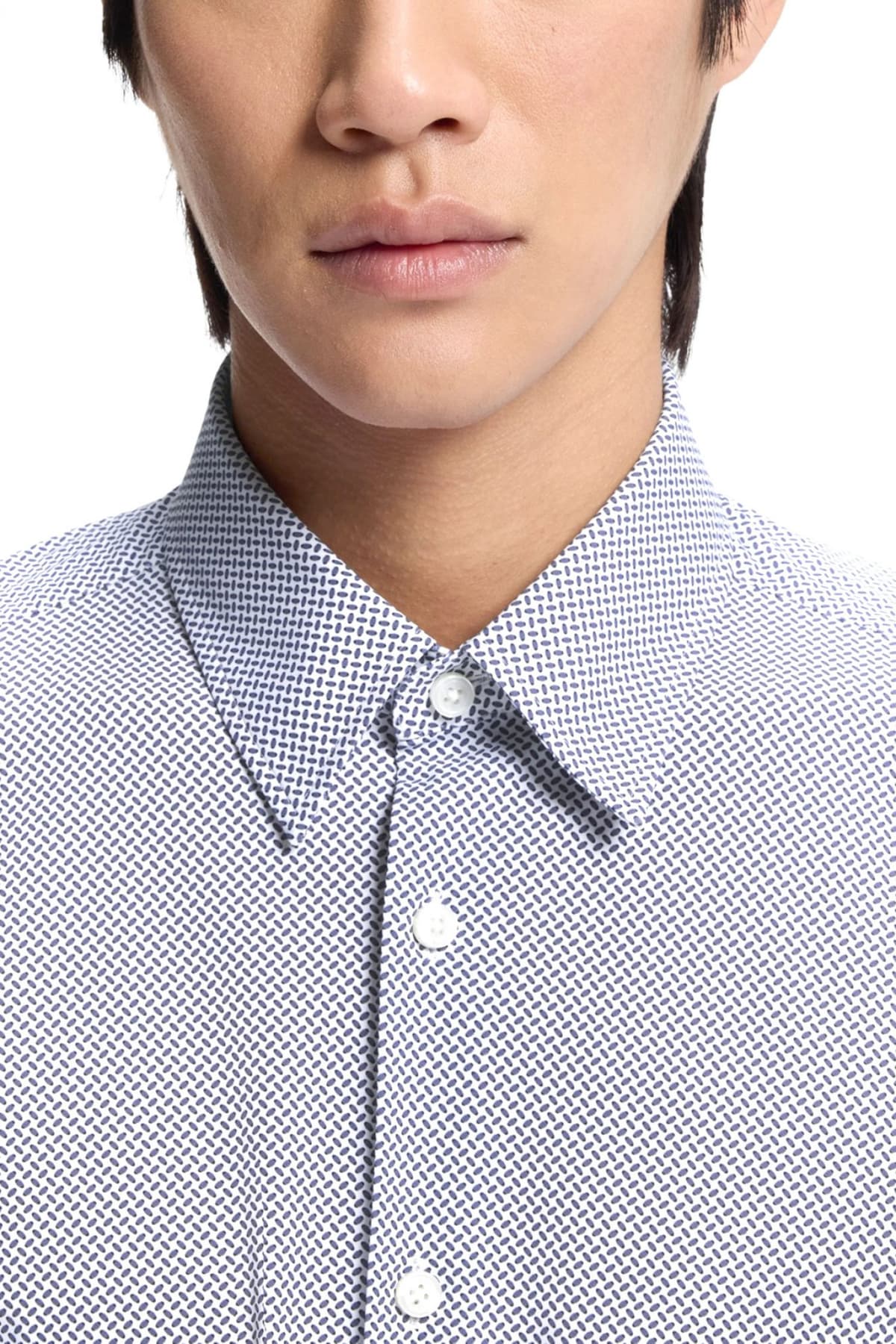 BOSS PERFORMANCE ΠΟΥΚΑΜΙΣΟ ΜΙΚΡΟΣΧΕΔΙΟ REGULAR FIT P-LIAM-K-F-261 ΜΠΛΕ-ΛΕΥΚΟ