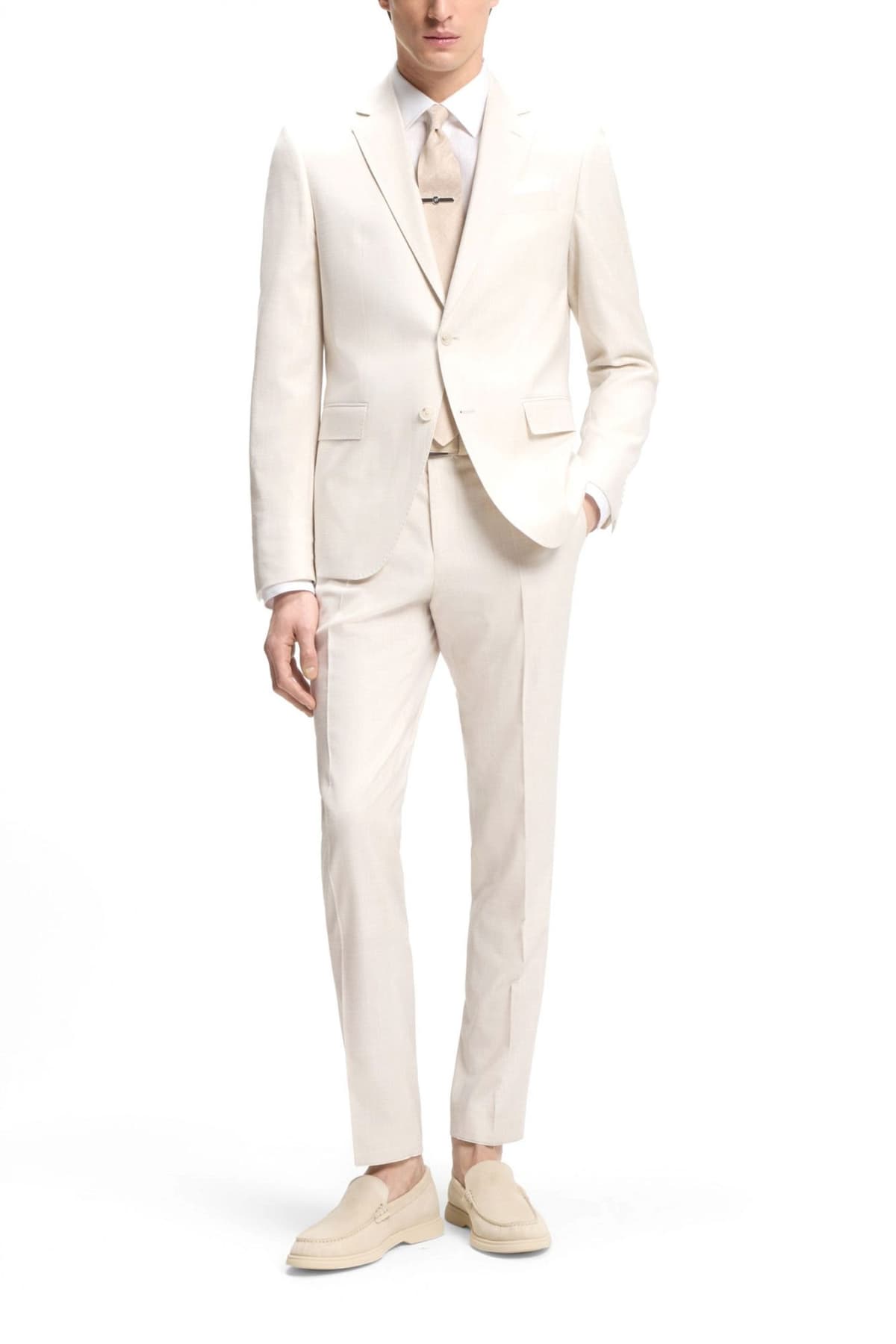 BOSS ΚΟΥΣΤΟΥΜΙ LANIFICIO TESSE BIELLA STRETCH SLIM FIT H-HUGE-2PCS-253 ΕΚΡΟΥ