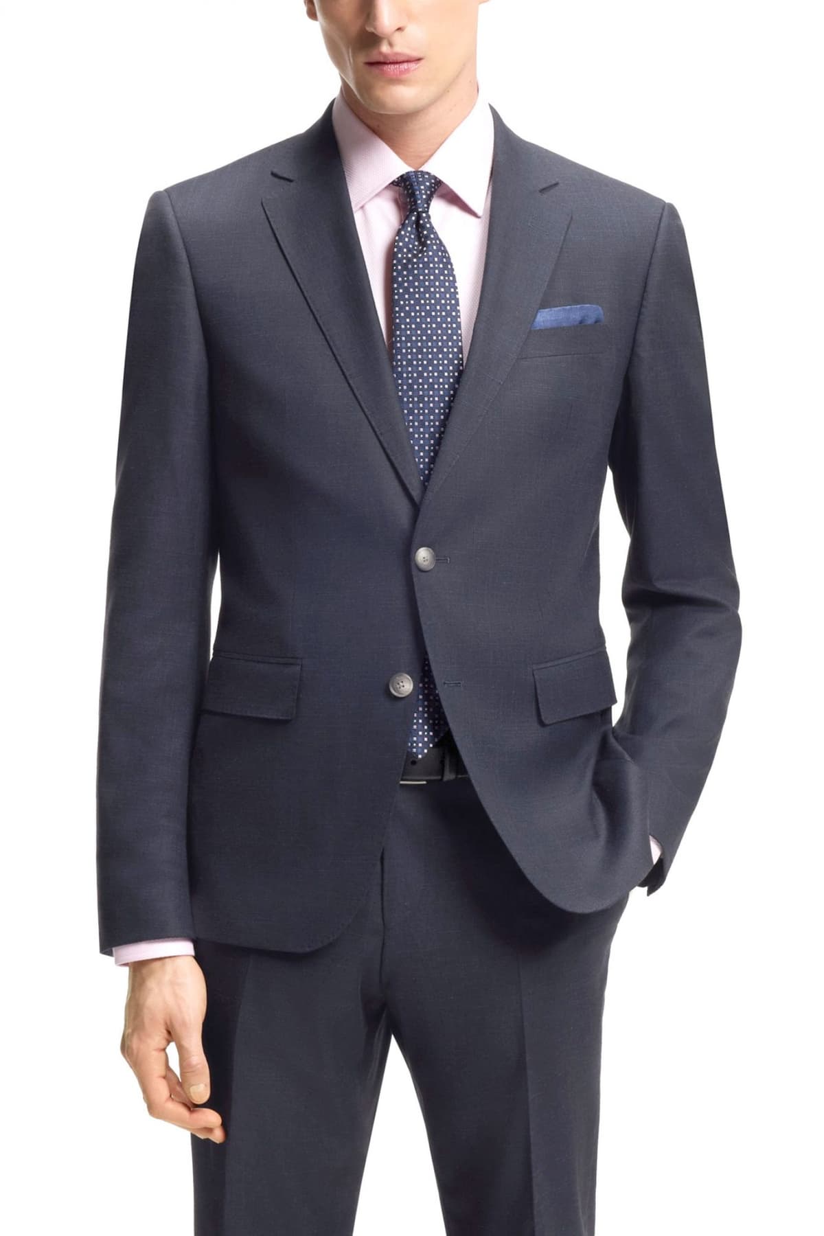 BOSS ΚΟΥΣΤΟΥΜΙ LANIFICIO TESSE BIELLA STRETCH SLIM FIT H-HUGE-2PCS-253 ΜΠΛΕ