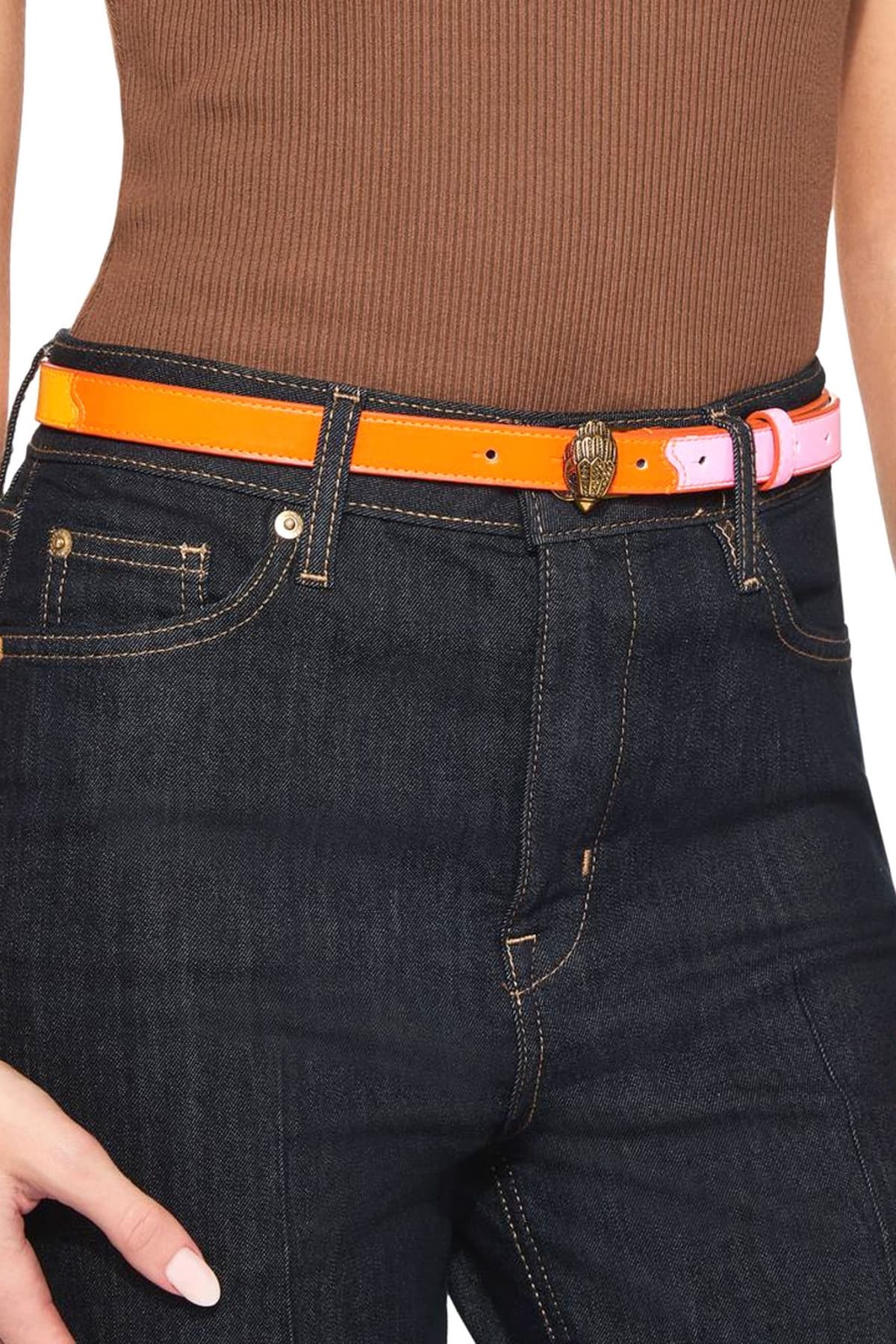 KURT GEIGER ΖΩΝΗ 20 EAGLE BELT LOGO ΜΕΤΑΛΛΙΚΑ ΧΡΩΜΑΤΑ ΠΟΛΥΧΡΩΜΟ