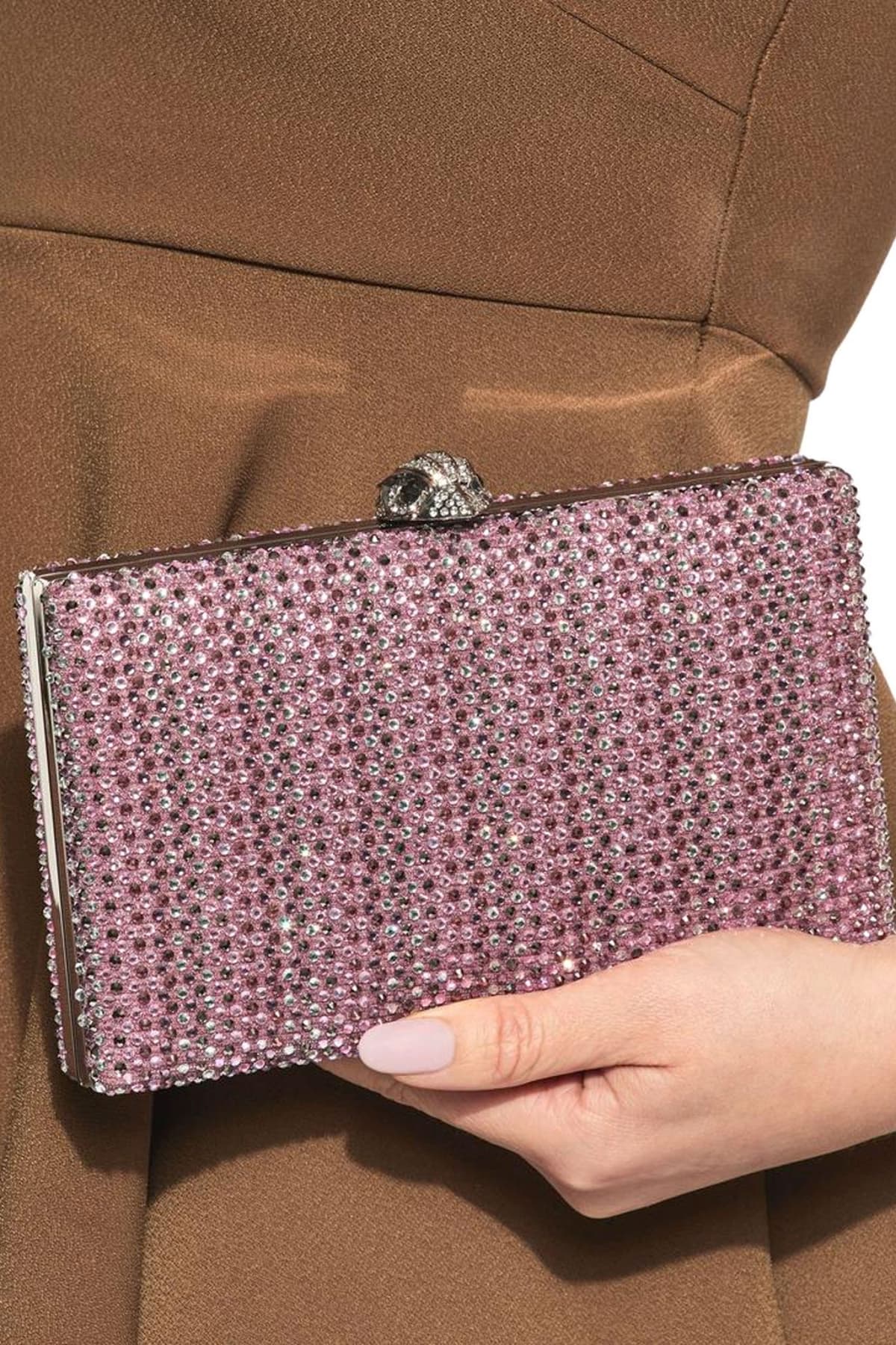 KURT GEIGER TΣΑΝΤΑ CROSSBODY/ΩΜΟΥ CRYSTAL KENSINGTON CLUTCH ΣΤΡΑΣ ΑΛΥΣΙΔΑ LOGO ΡΟΖ