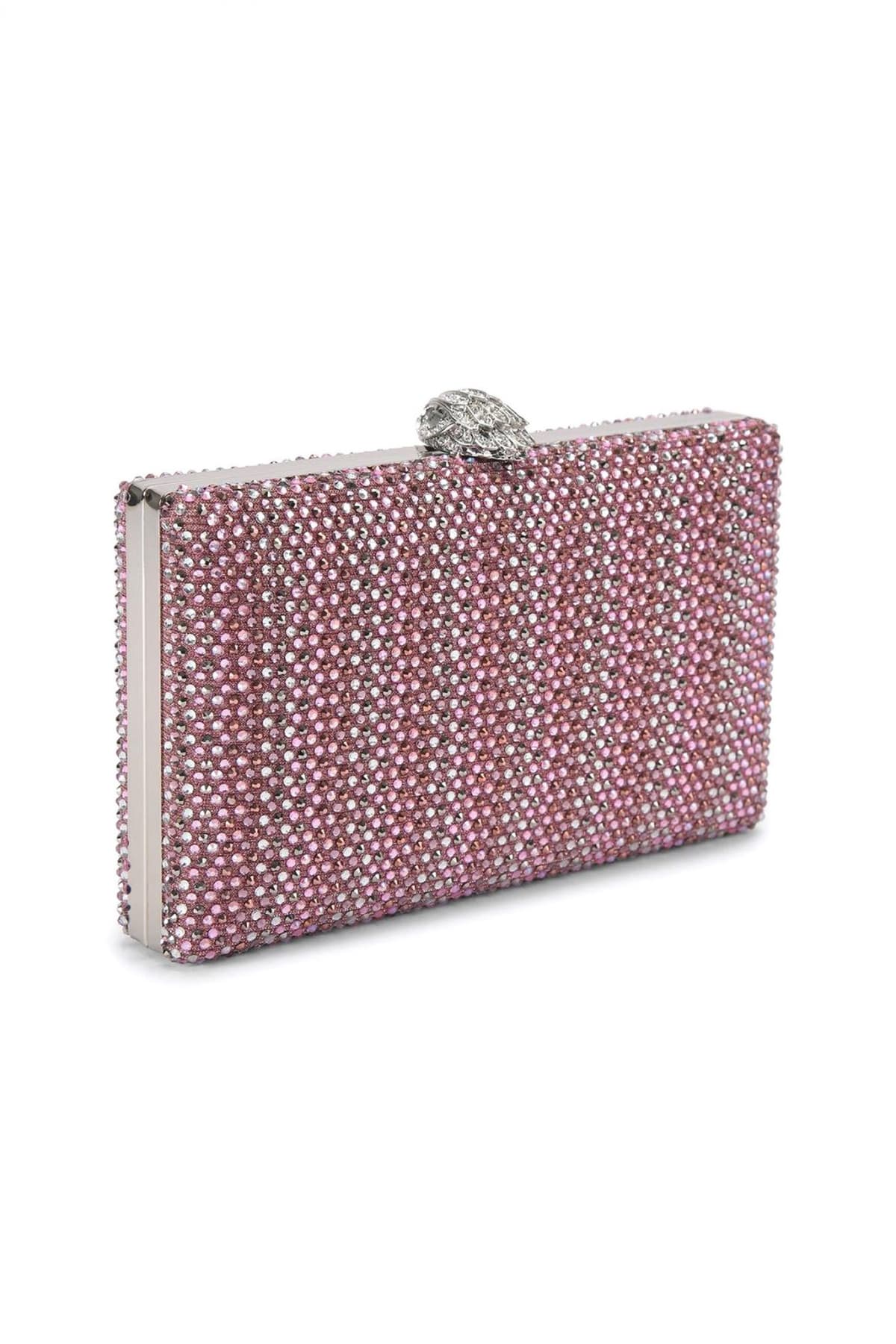 KURT GEIGER TΣΑΝΤΑ CROSSBODY/ΩΜΟΥ CRYSTAL KENSINGTON CLUTCH ΣΤΡΑΣ ΑΛΥΣΙΔΑ LOGO ΡΟΖ