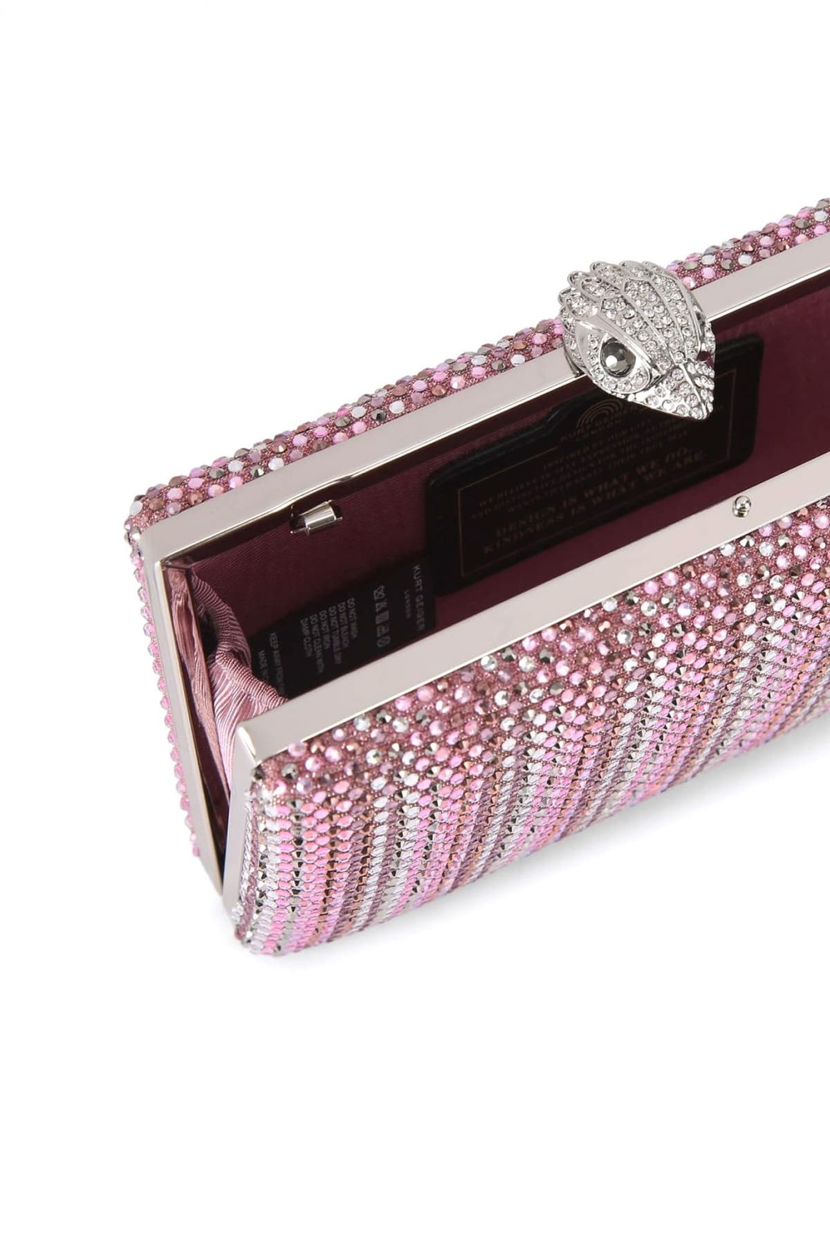 KURT GEIGER TΣΑΝΤΑ CROSSBODY/ΩΜΟΥ CRYSTAL KENSINGTON CLUTCH ΣΤΡΑΣ ΑΛΥΣΙΔΑ LOGO ΡΟΖ