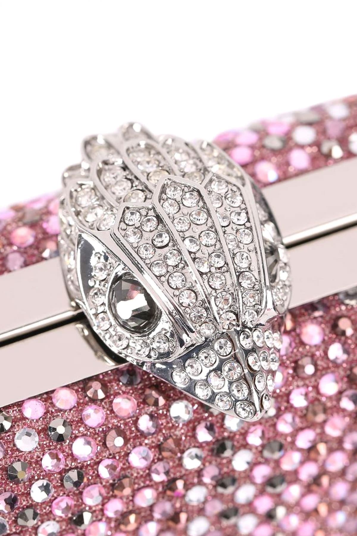 KURT GEIGER TΣΑΝΤΑ CROSSBODY/ΩΜΟΥ CRYSTAL KENSINGTON CLUTCH ΣΤΡΑΣ ΑΛΥΣΙΔΑ LOGO ΡΟΖ