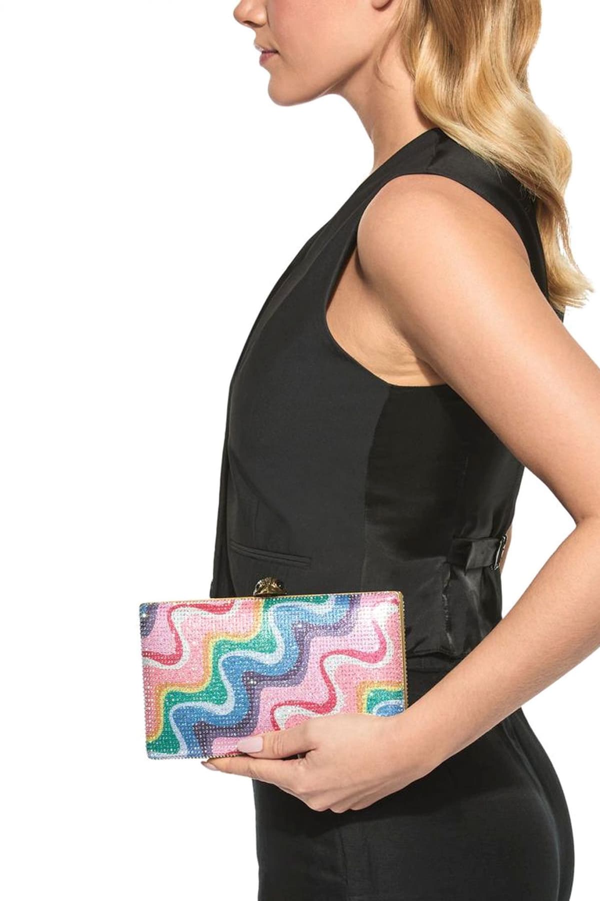 KURT GEIGER TΣΑΝΤΑ CROSSBODY/ΩΜΟΥ CRYSTAL KENSINGTON CLUTCH ΣΤΡΑΣ ΑΛΥΣΙΔΑ LOGO ΠΟΛΥΧΡΩΜΟ