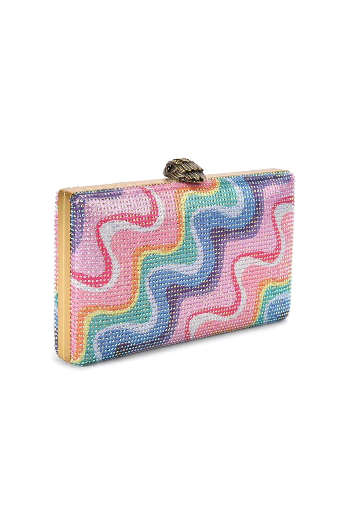 KURT GEIGER TΣΑΝΤΑ CROSSBODY/ΩΜΟΥ CRYSTAL KENSINGTON CLUTCH ΣΤΡΑΣ ΑΛΥΣΙΔΑ LOGO ΠΟΛΥΧΡΩΜΟ